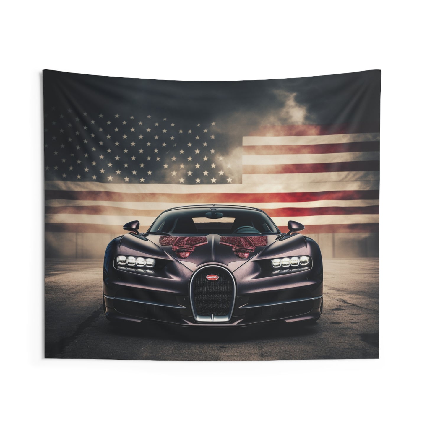Indoor Wall Tapestries American Flag Background Bugatti 2