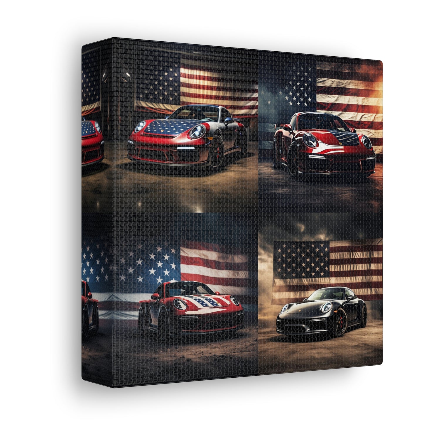 Canvas Gallery Wraps American Flag Background Porsche 5