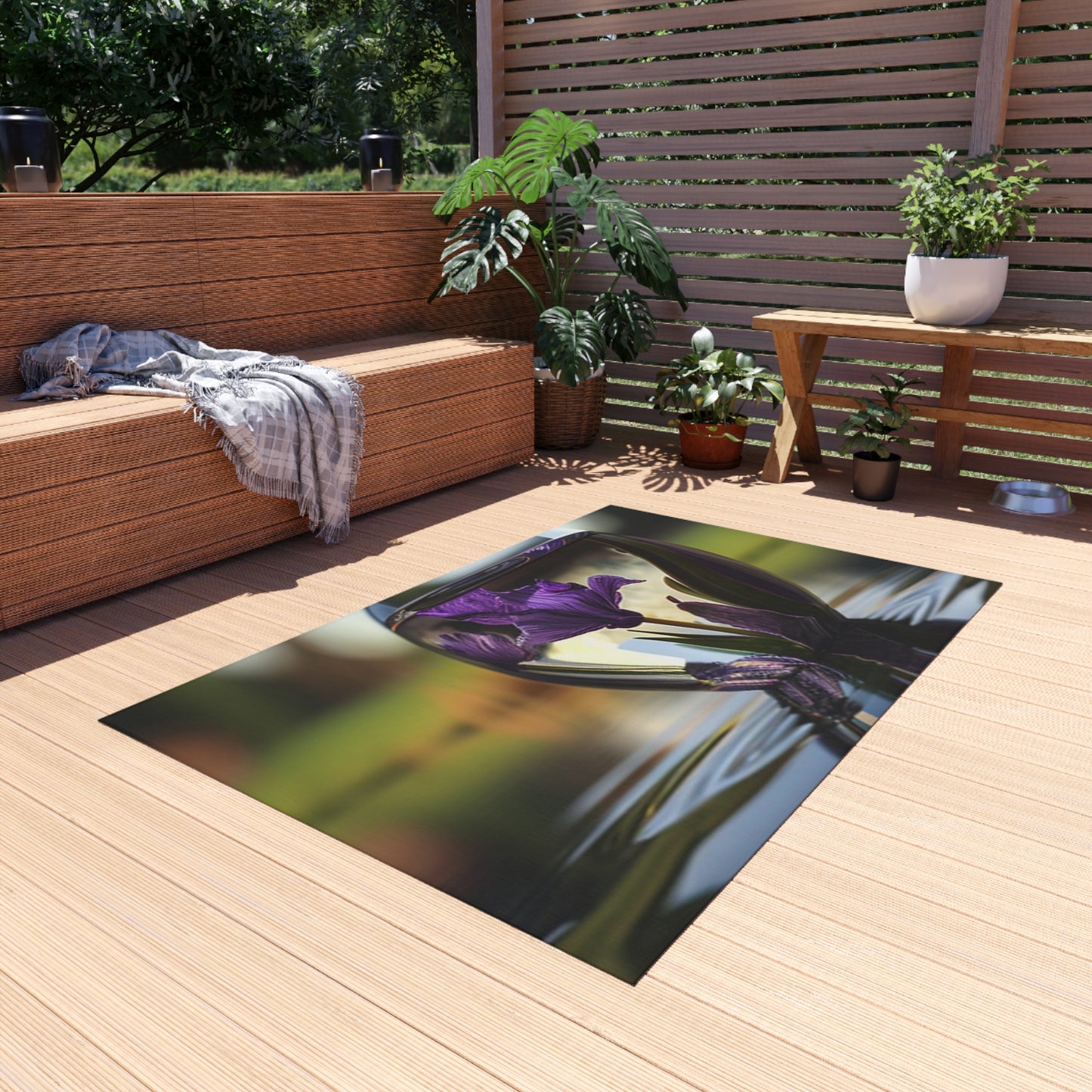 Outdoor Rug  Purple Iris in a vase 3