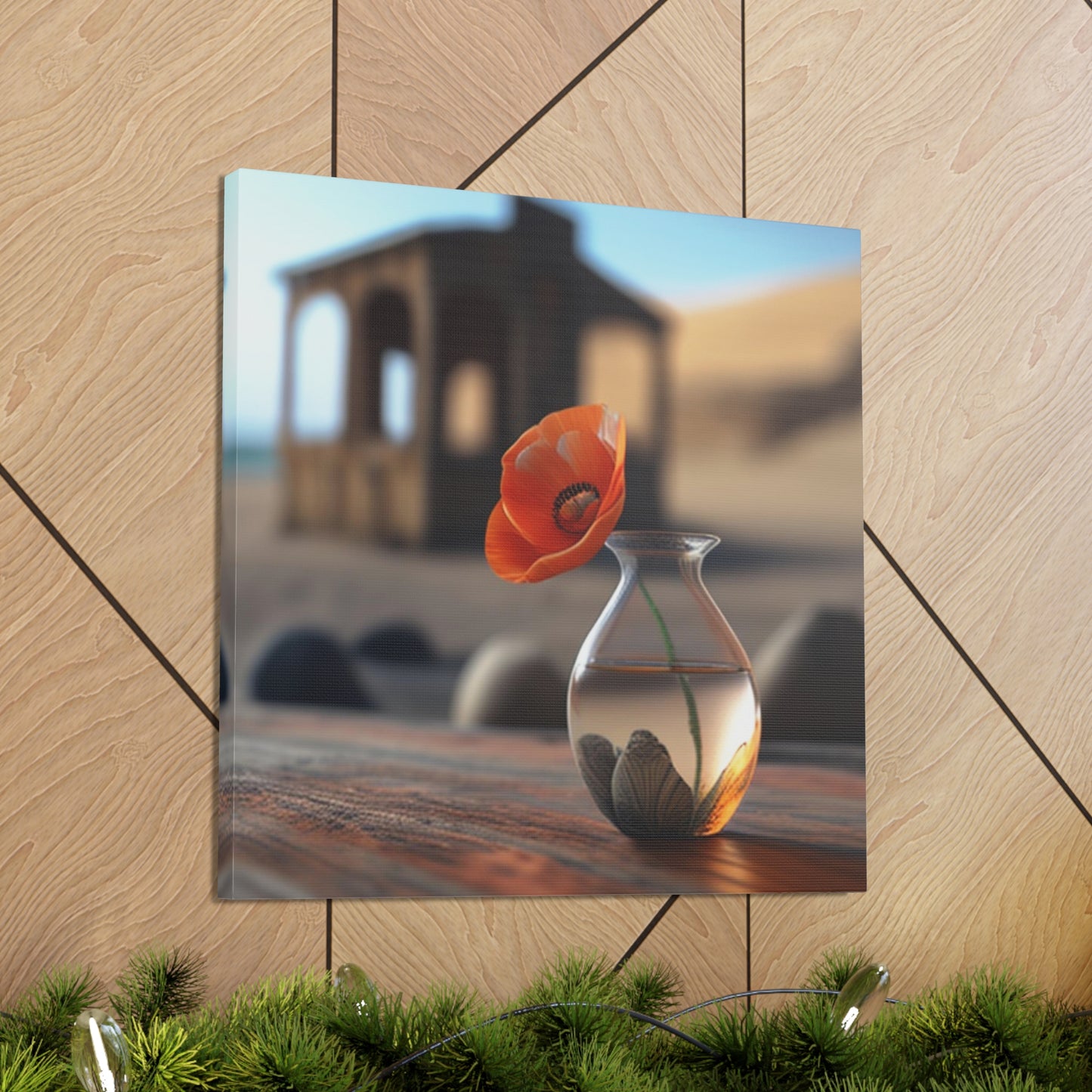 Canvas Gallery Wraps Poppy in a Glass Vase 1