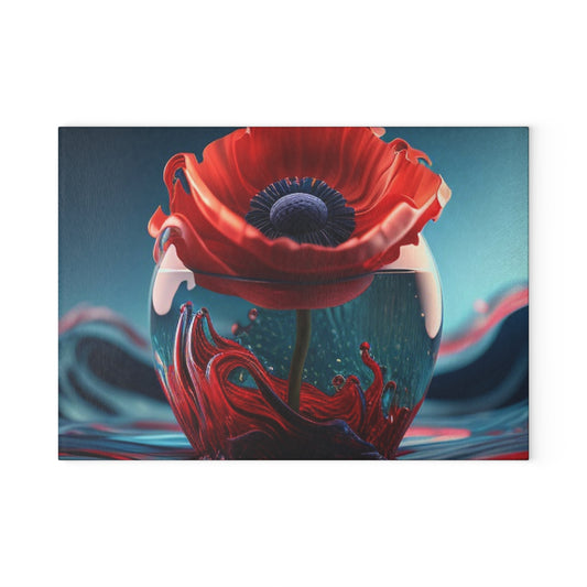 Glass Cutting Board Red Anemone in a Vase 2