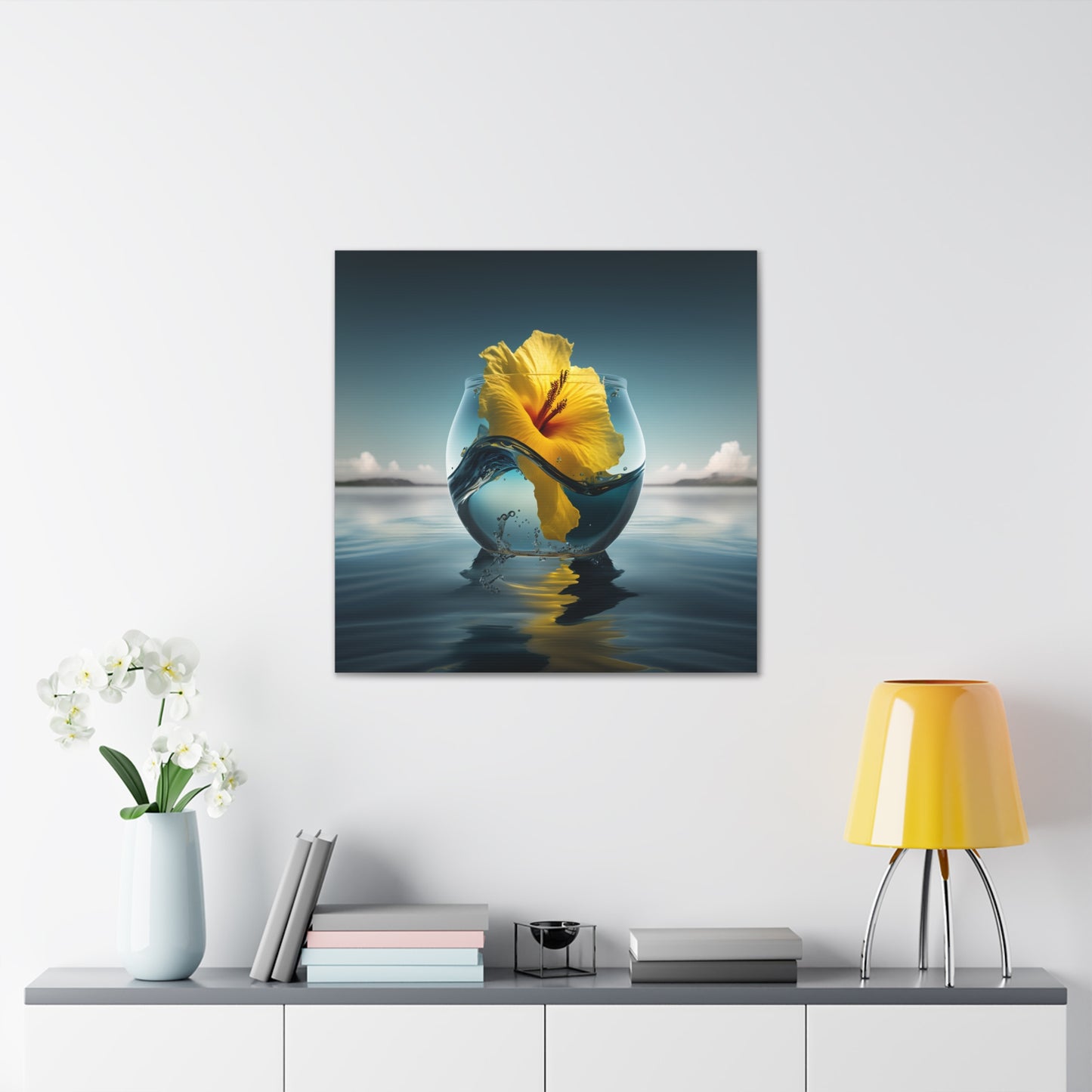 Canvas Gallery Wraps Yellow Hibiscus glass 4