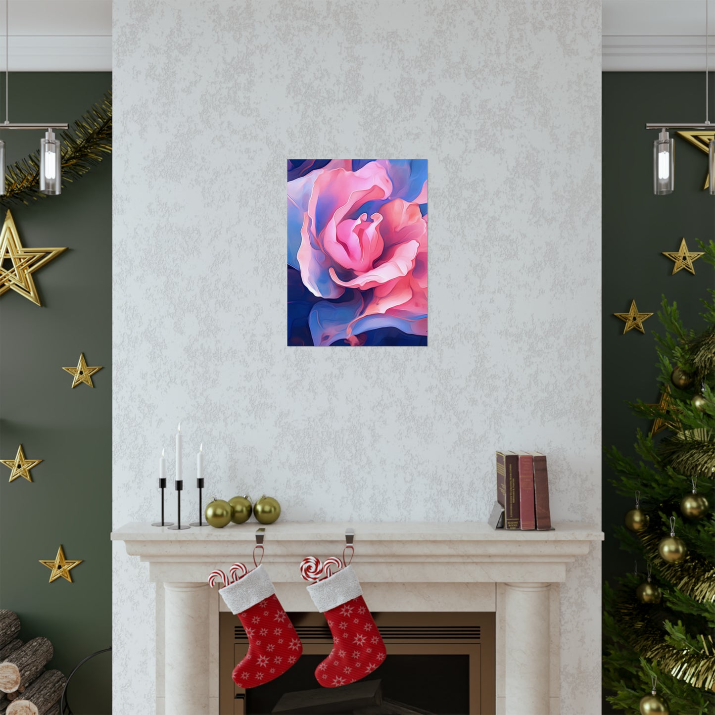 Premium Matte Vertical Posters Pink & Blue Tulip Rose 1