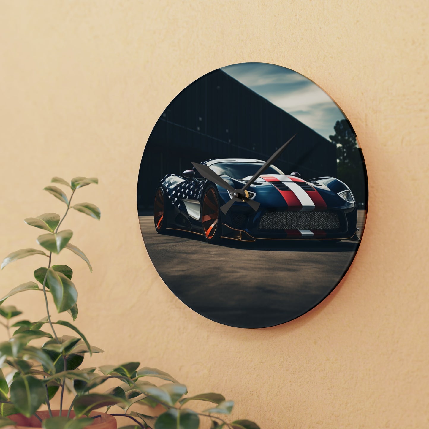 Acrylic Wall Clock Bugatti Flag American 2