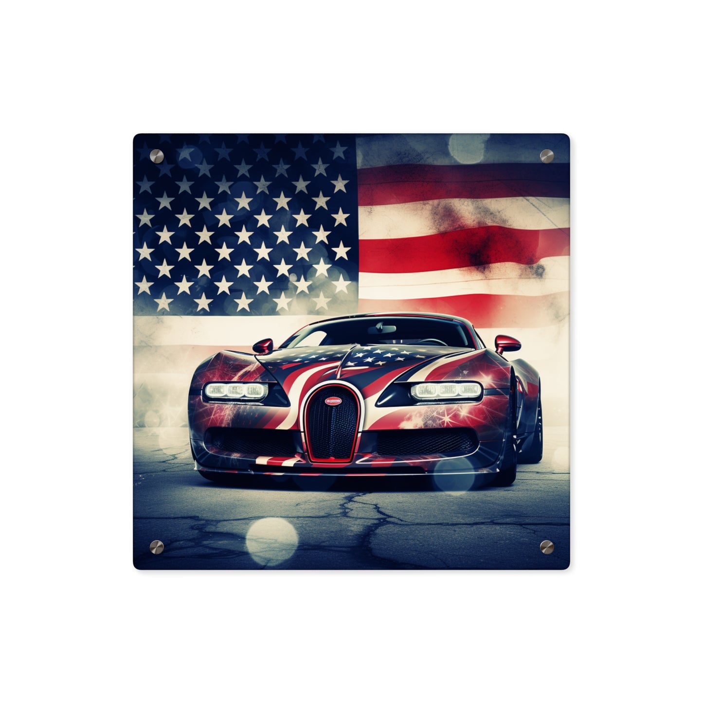 Acrylic Wall Art Panels Abstract American Flag Background Bugatti 1