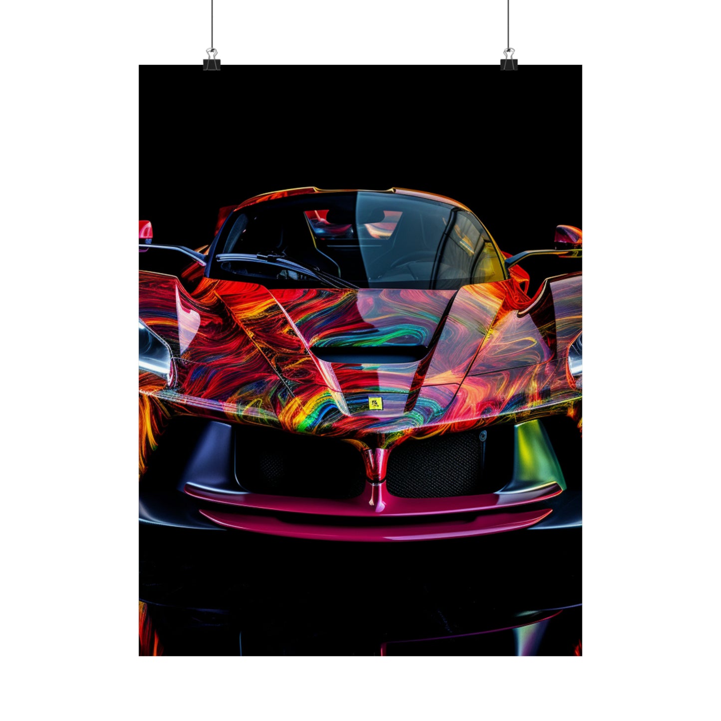 Premium Matte Vertical Posters Ferrari Neon 3