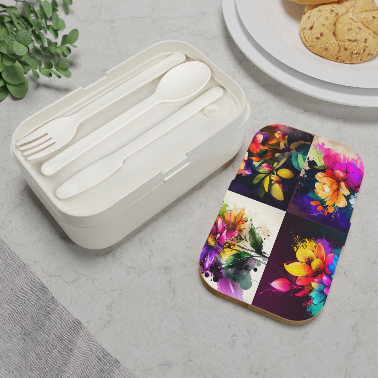 Bento Lunch Box Bright Spring Flowers 5