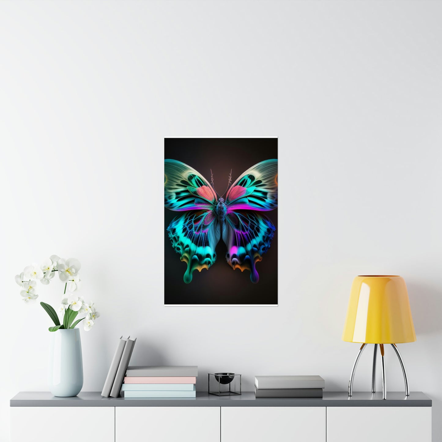 Premium Matte Vertical Posters Neon Butterfly Fusion 1