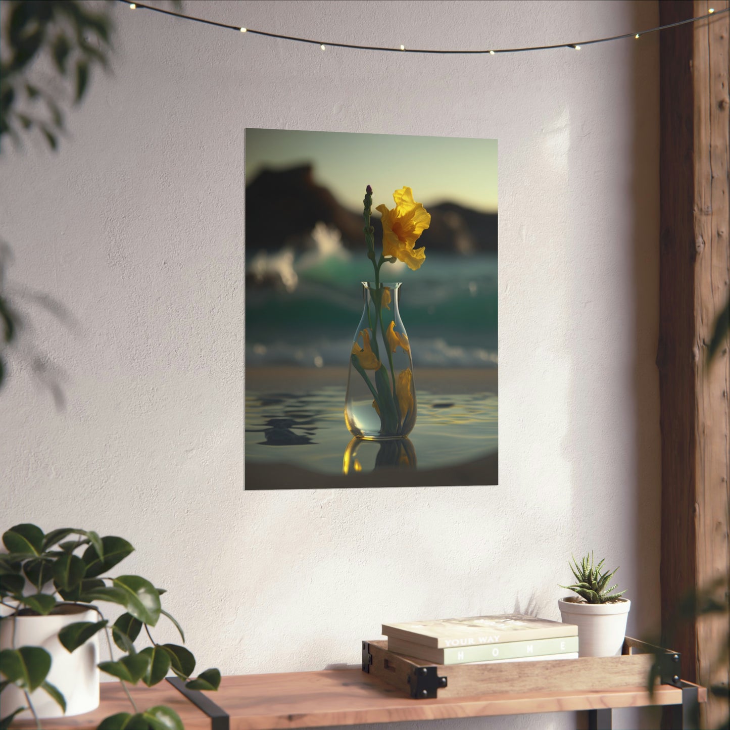 Premium Matte Vertical Posters Yellow Gladiolus glass 2