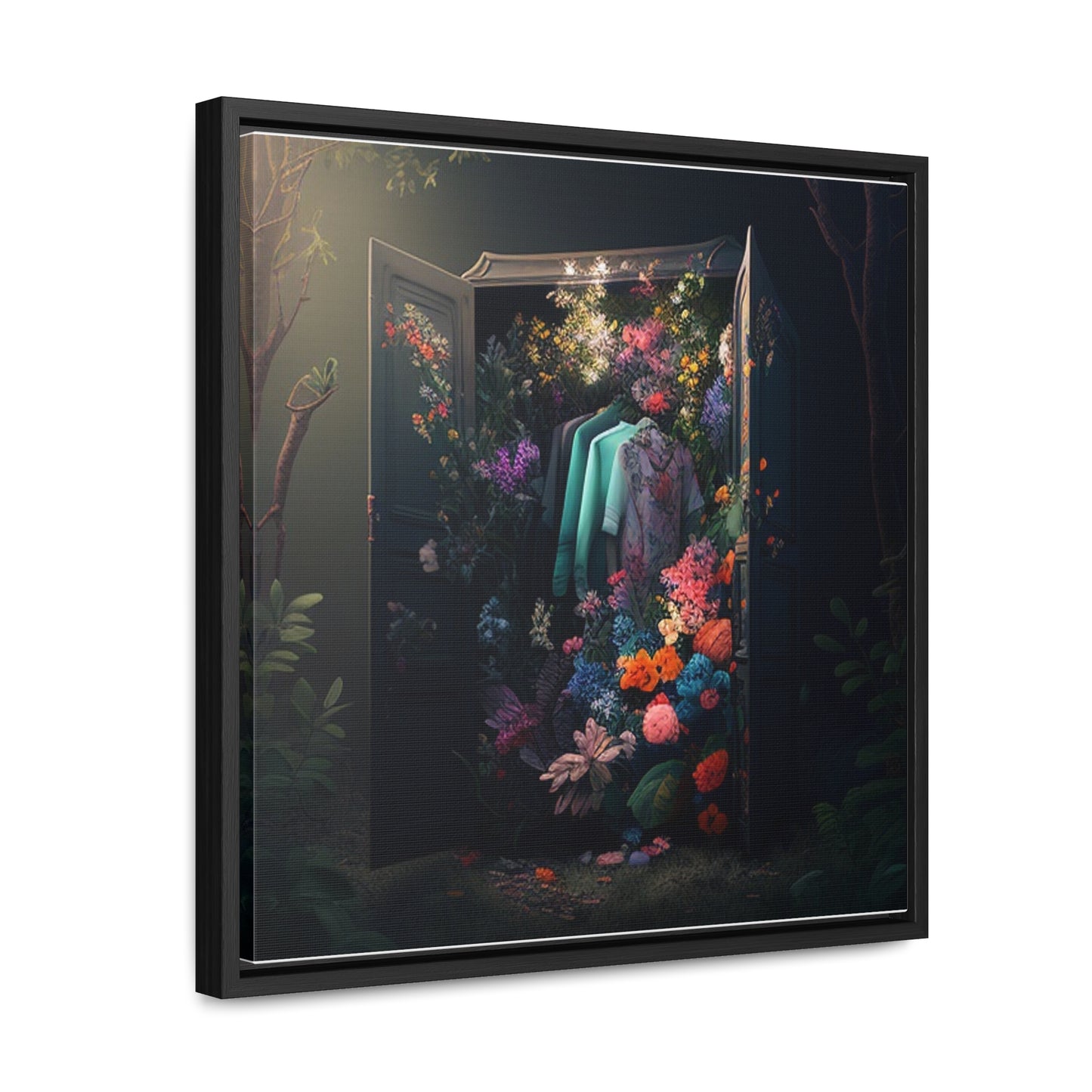Gallery Canvas Wraps, Square Frame A Wardrobe Surrounded by Flowers 1
