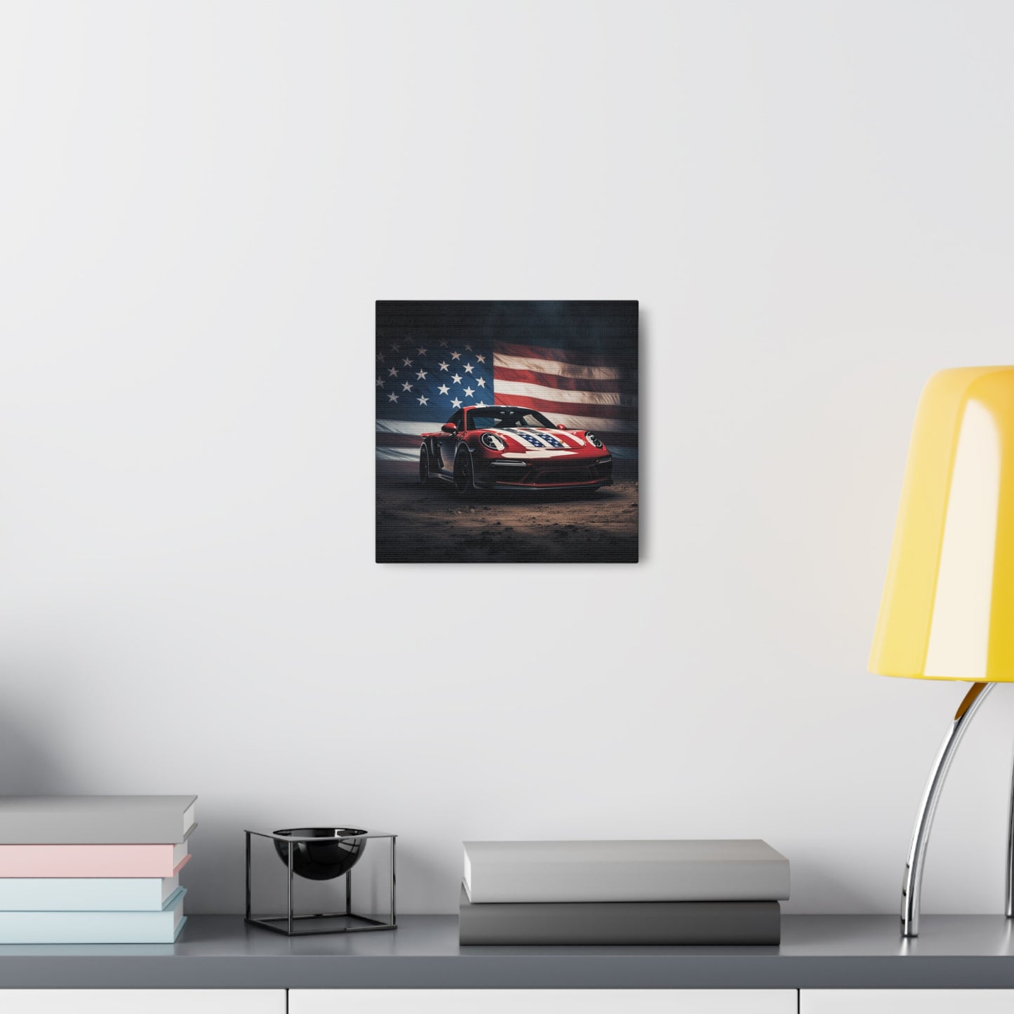 Canvas Gallery Wraps American Flag Background Porsche 3