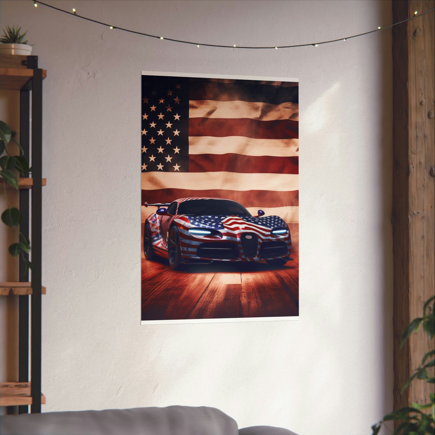 Premium Matte Vertical Posters Abstract American Flag Background Bugatti 2