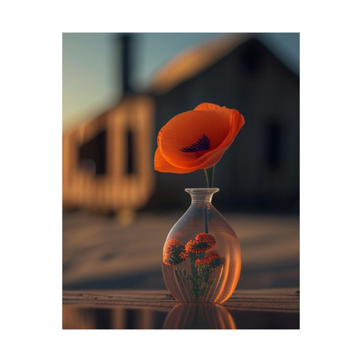 Premium Matte Vertical Posters Orange Poppy in a Vase 3