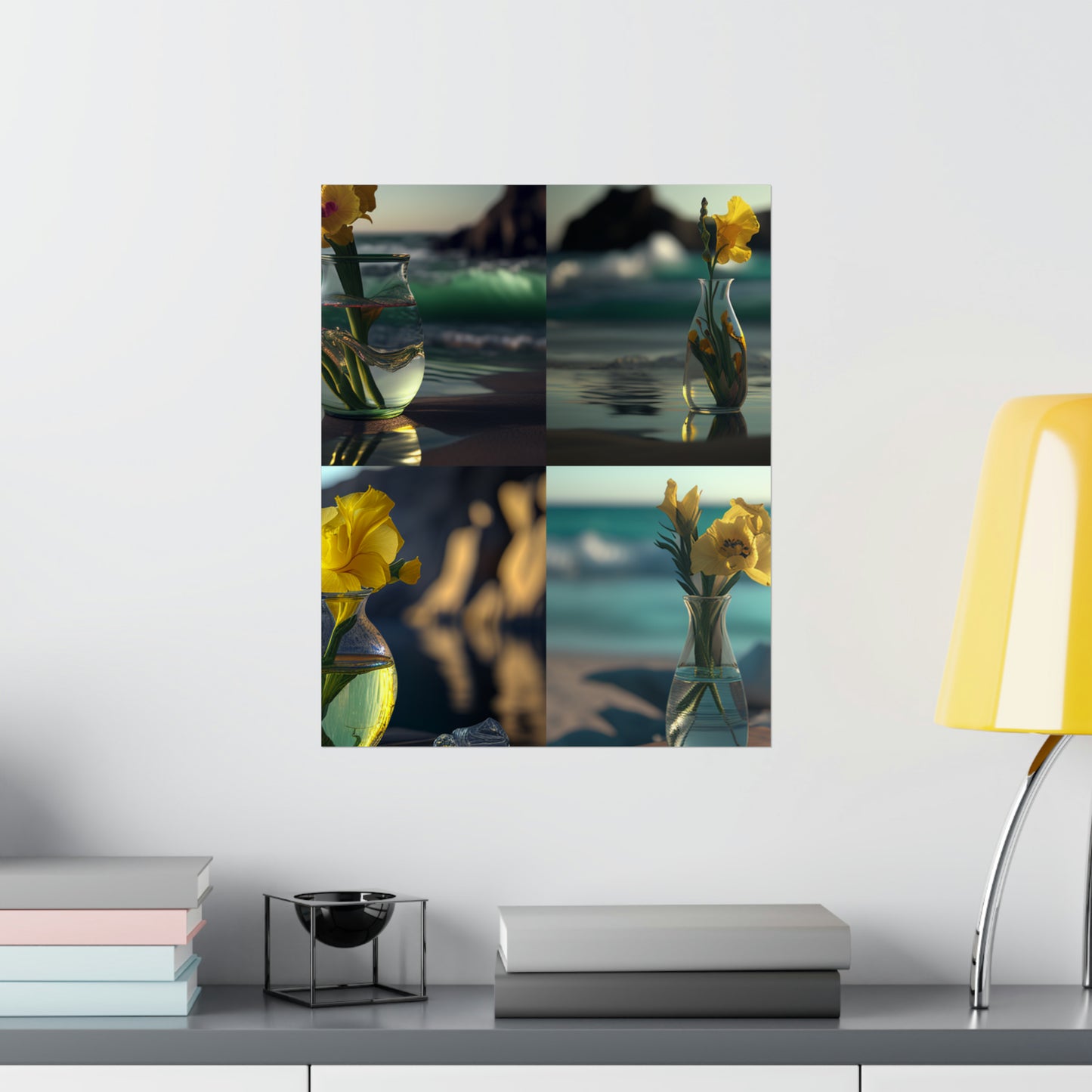 Premium Matte Vertical Posters Yellow Gladiolus glass 5