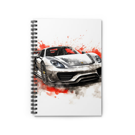 Spiral Notebook - Ruled Line 918 Spyder white background driving fast with water splashing 4