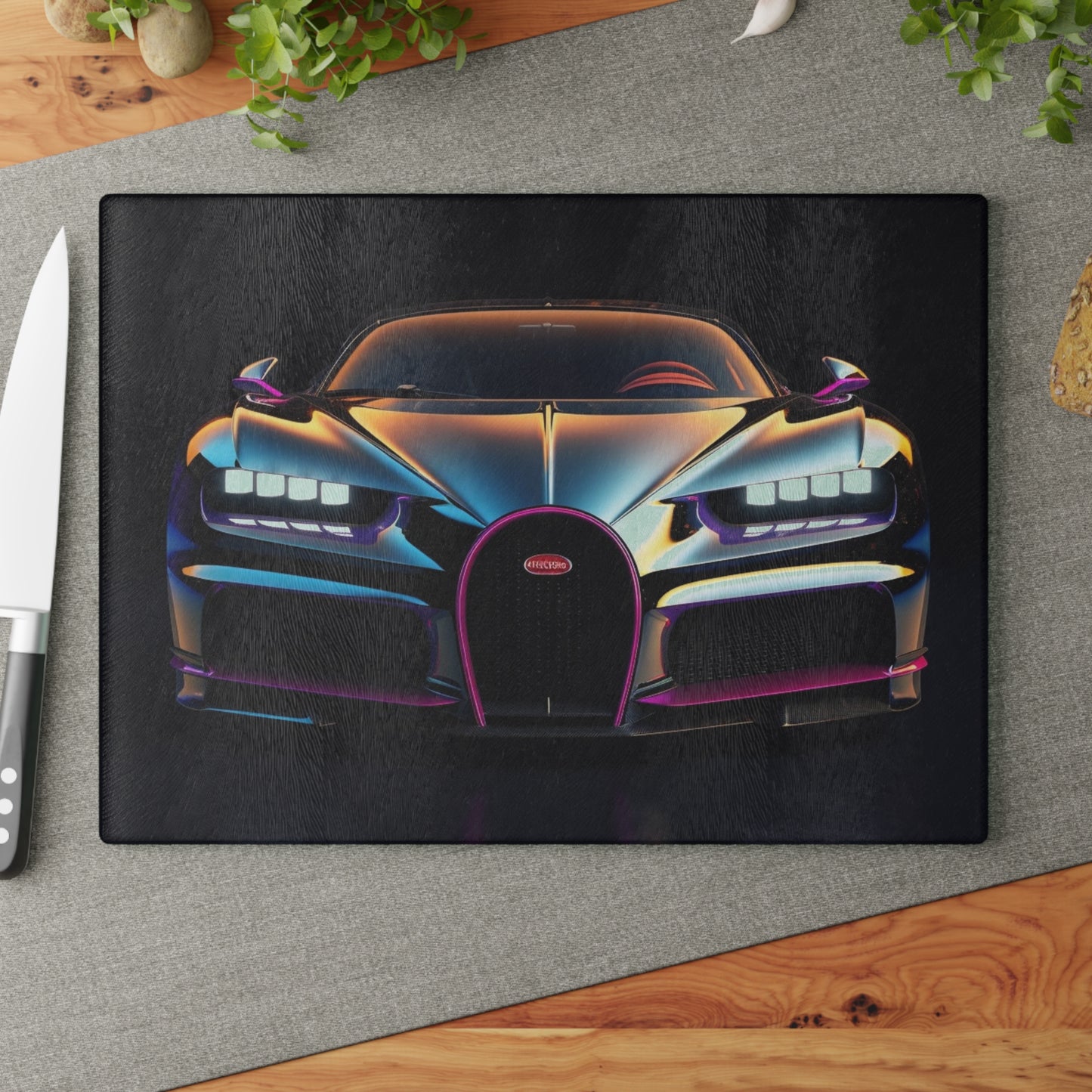 Glass Cutting Board Hyper Bugatti Chiron 1