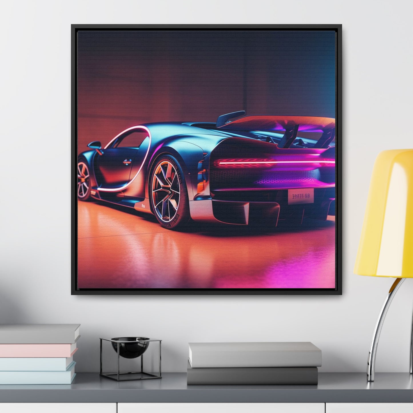 Gallery Canvas Wraps, Square Frame Hyper Bugatti Neon Chiron 2