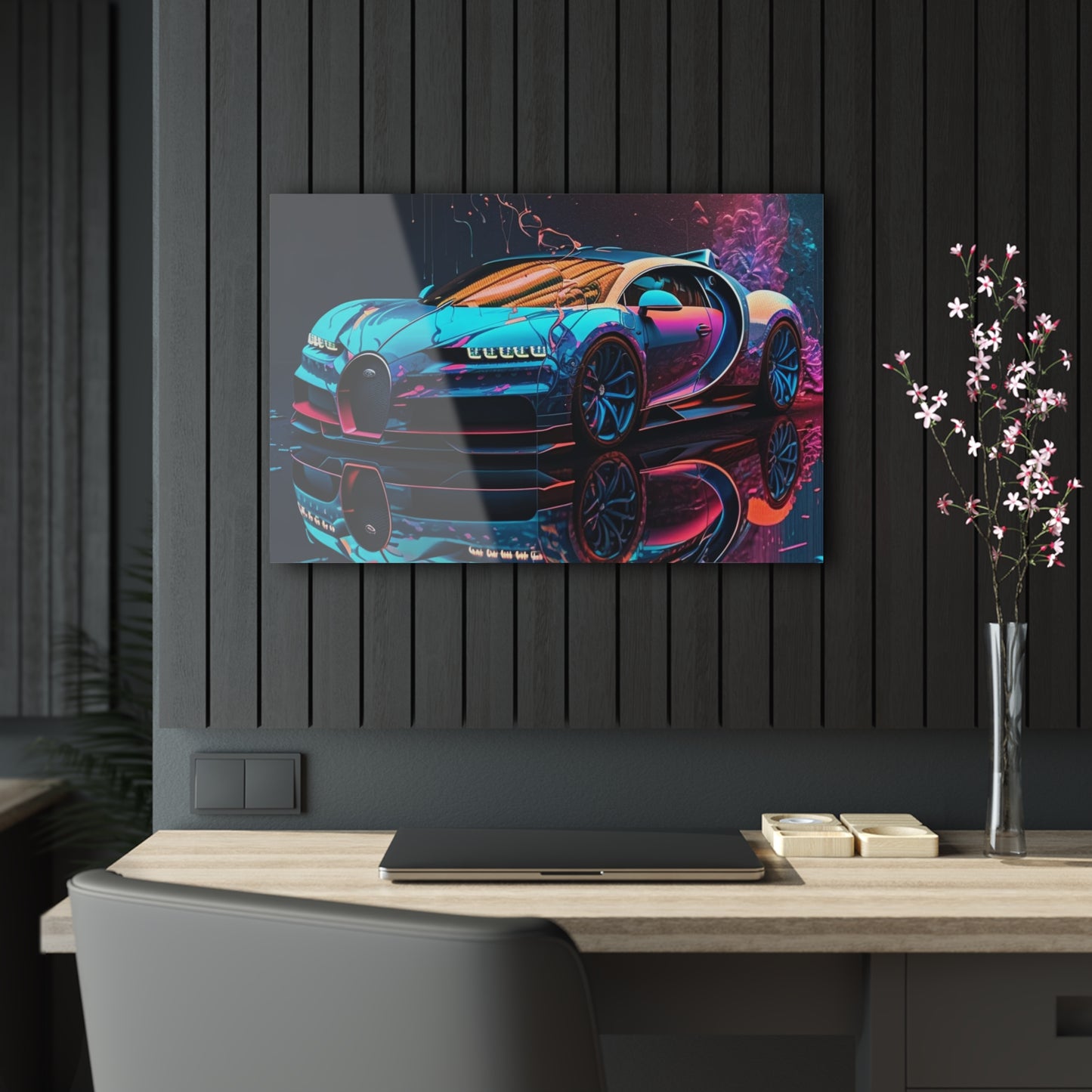 Acrylic Prints Bugatti Neon Chiron 4