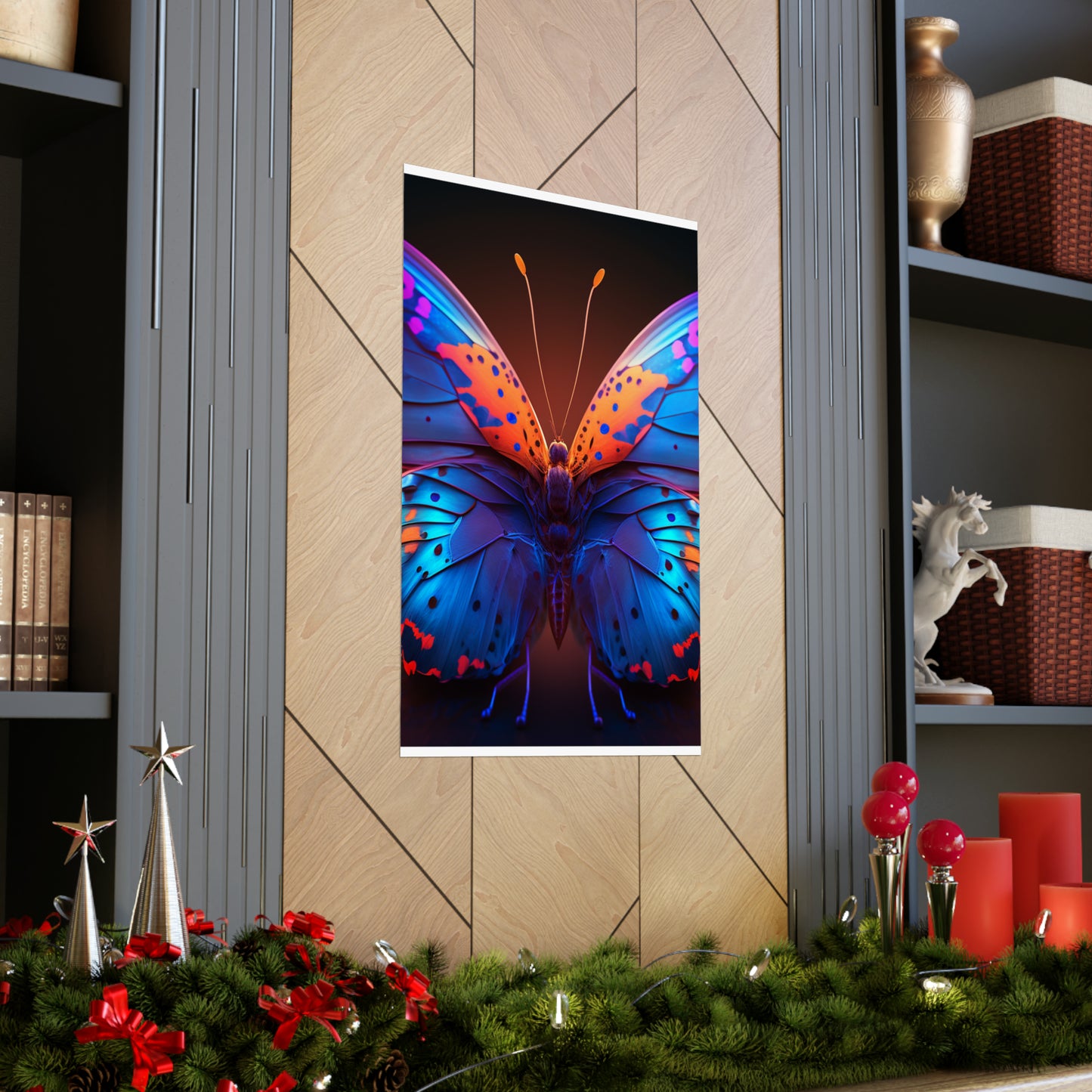 Premium Matte Vertical Posters Neon Butterfly Macro 3