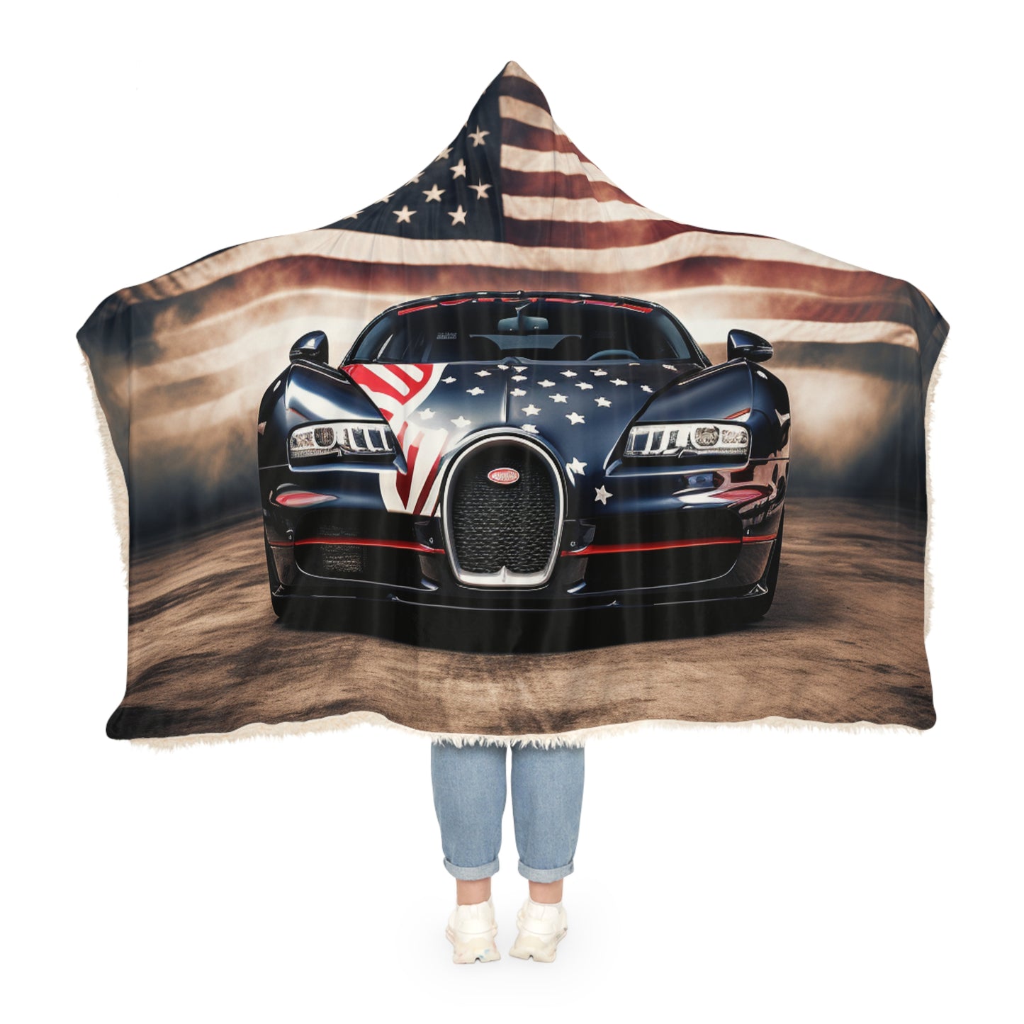 Snuggle Hooded Blanket Bugatti American Flag 2