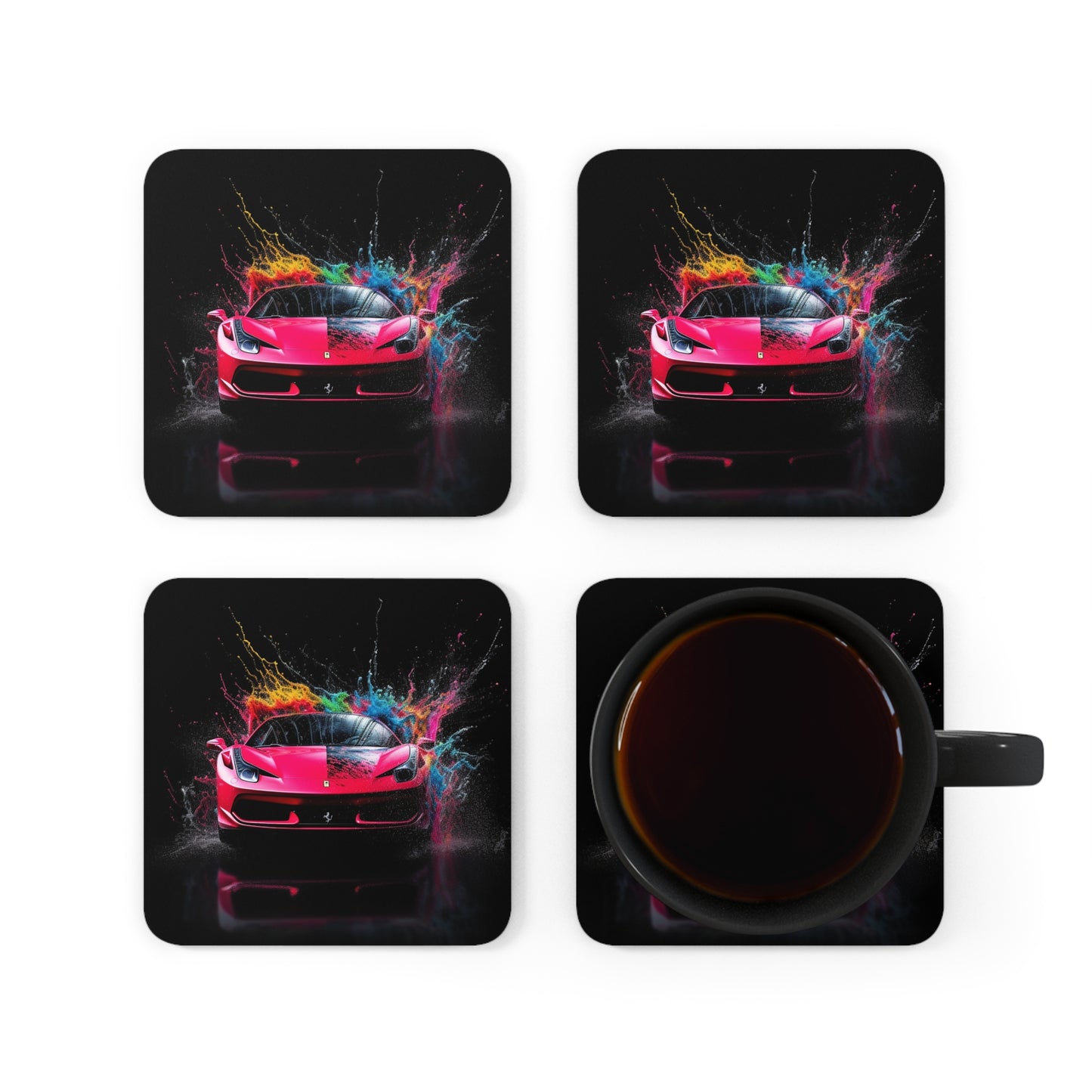 Corkwood Coaster Set Ferrari Water Splash 2