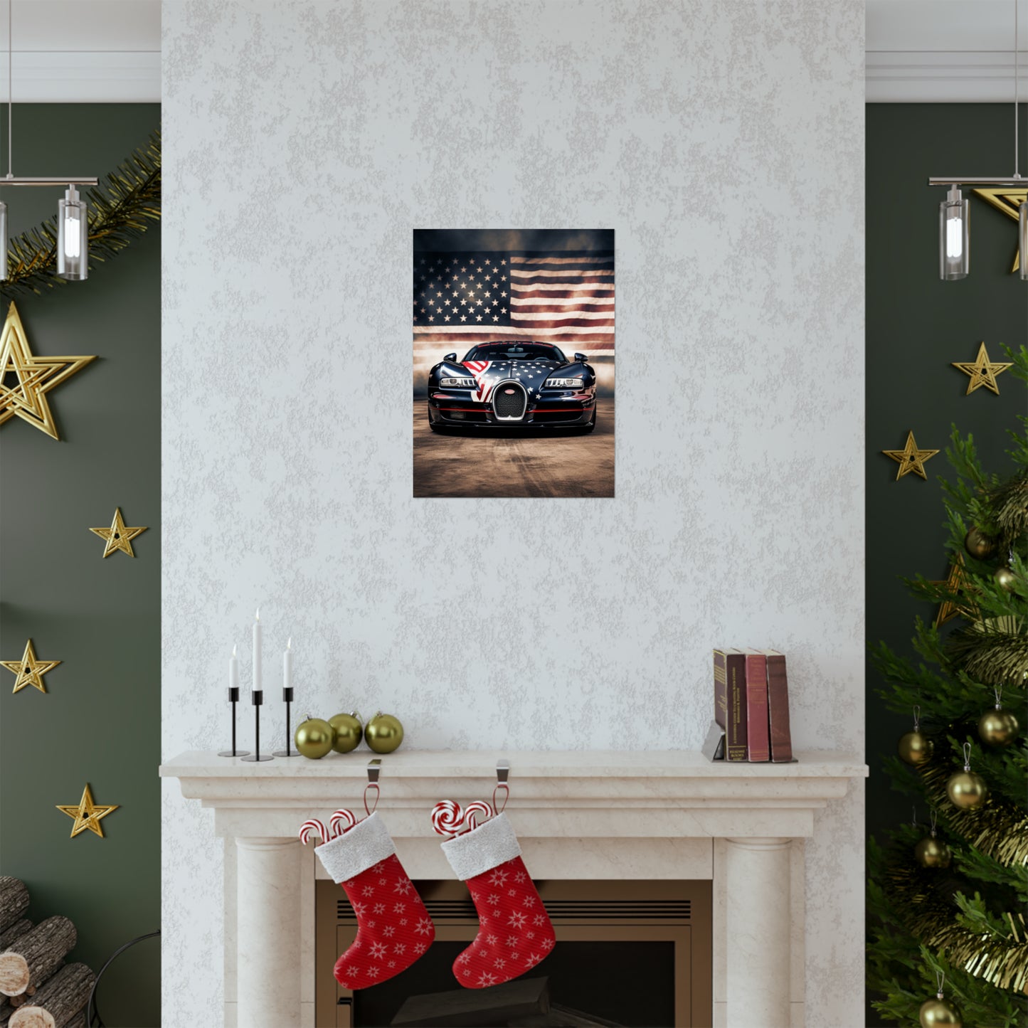 Premium Matte Vertical Posters Bugatti American Flag 2