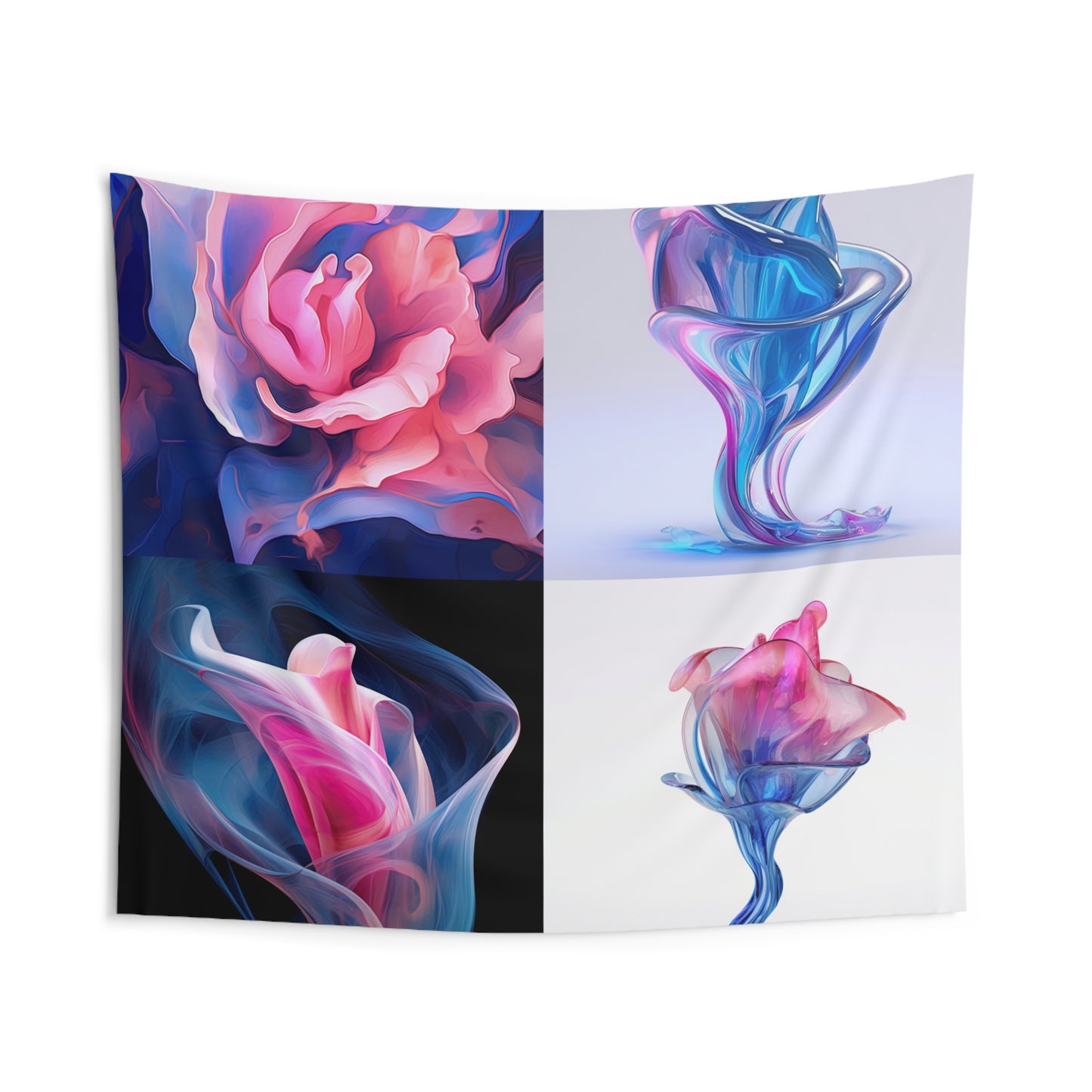Indoor Wall Tapestries Pink & Blue Tulip Rose 5