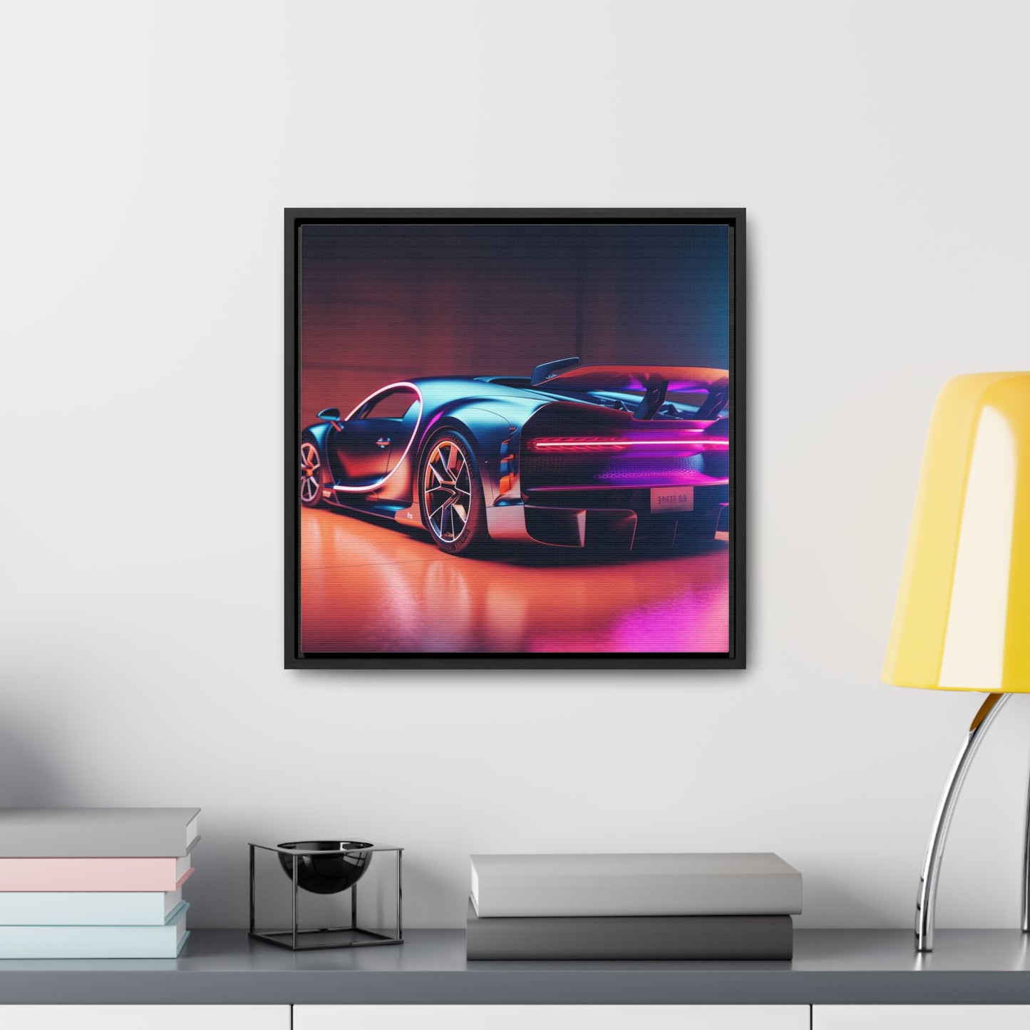 Gallery Canvas Wraps, Square Frame Hyper Bugatti Neon Chiron 2