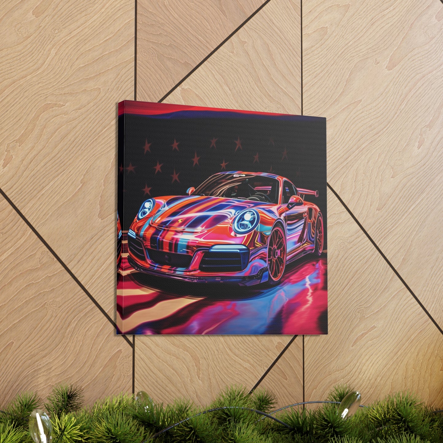 Canvas Gallery Wraps American Flag Colored Porsche 3