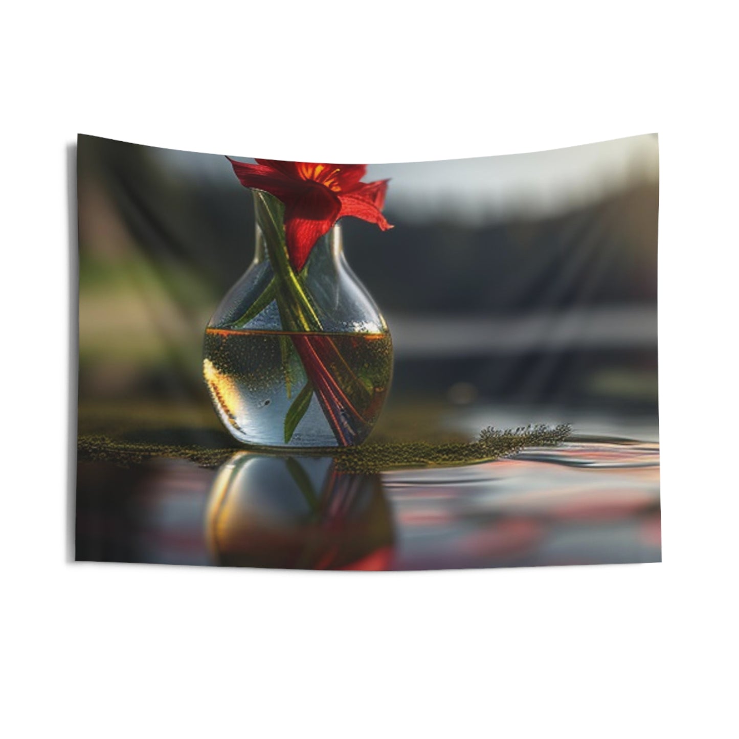 Indoor Wall Tapestries Red Lily in a Glass vase 3