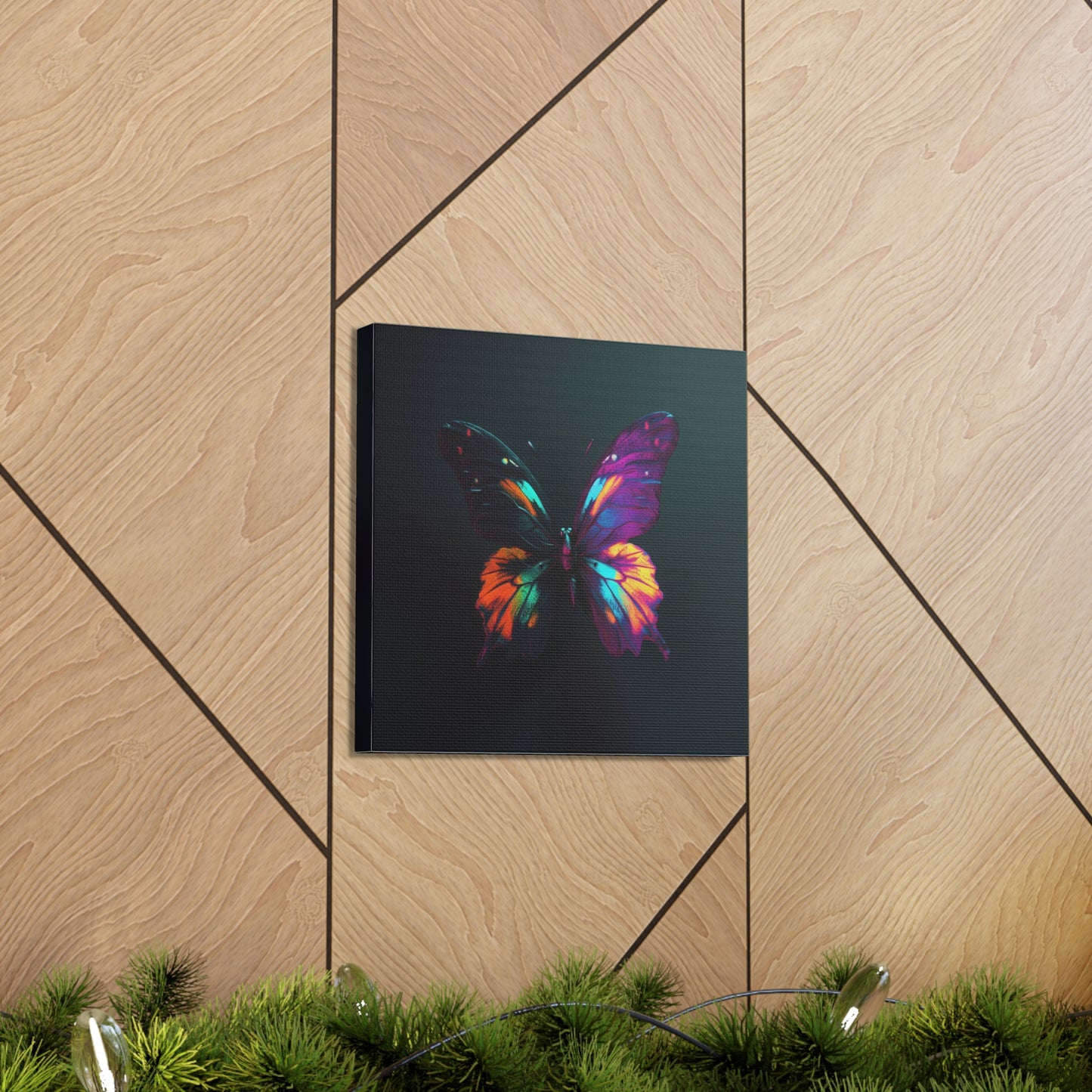 Canvas Gallery Wraps Hyper Colorful Butterfly Purple 3