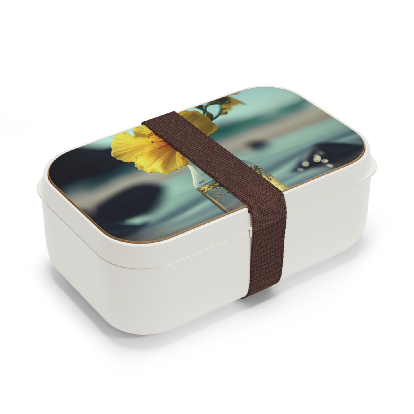 Bento Lunch Box Yellow Hibiscus glass 3