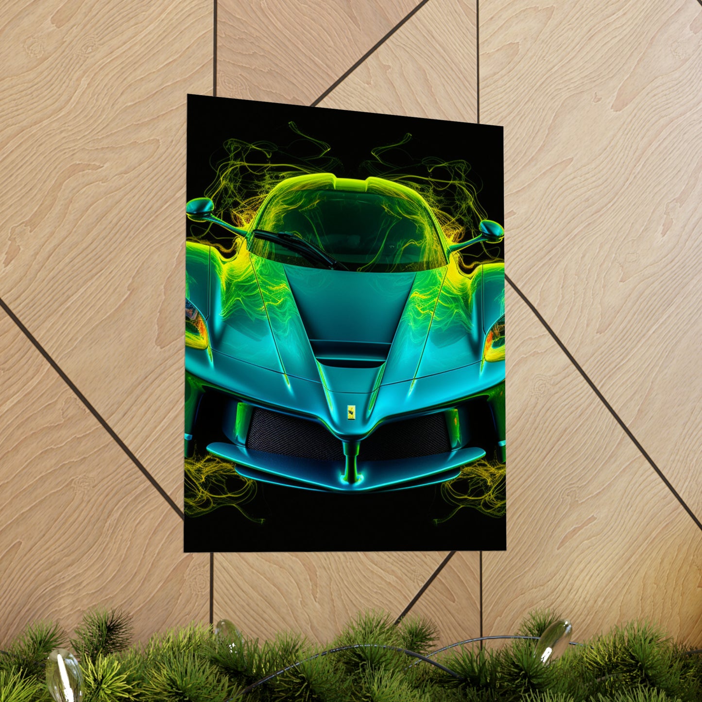 Premium Matte Vertical Posters Ferrari Neon 2