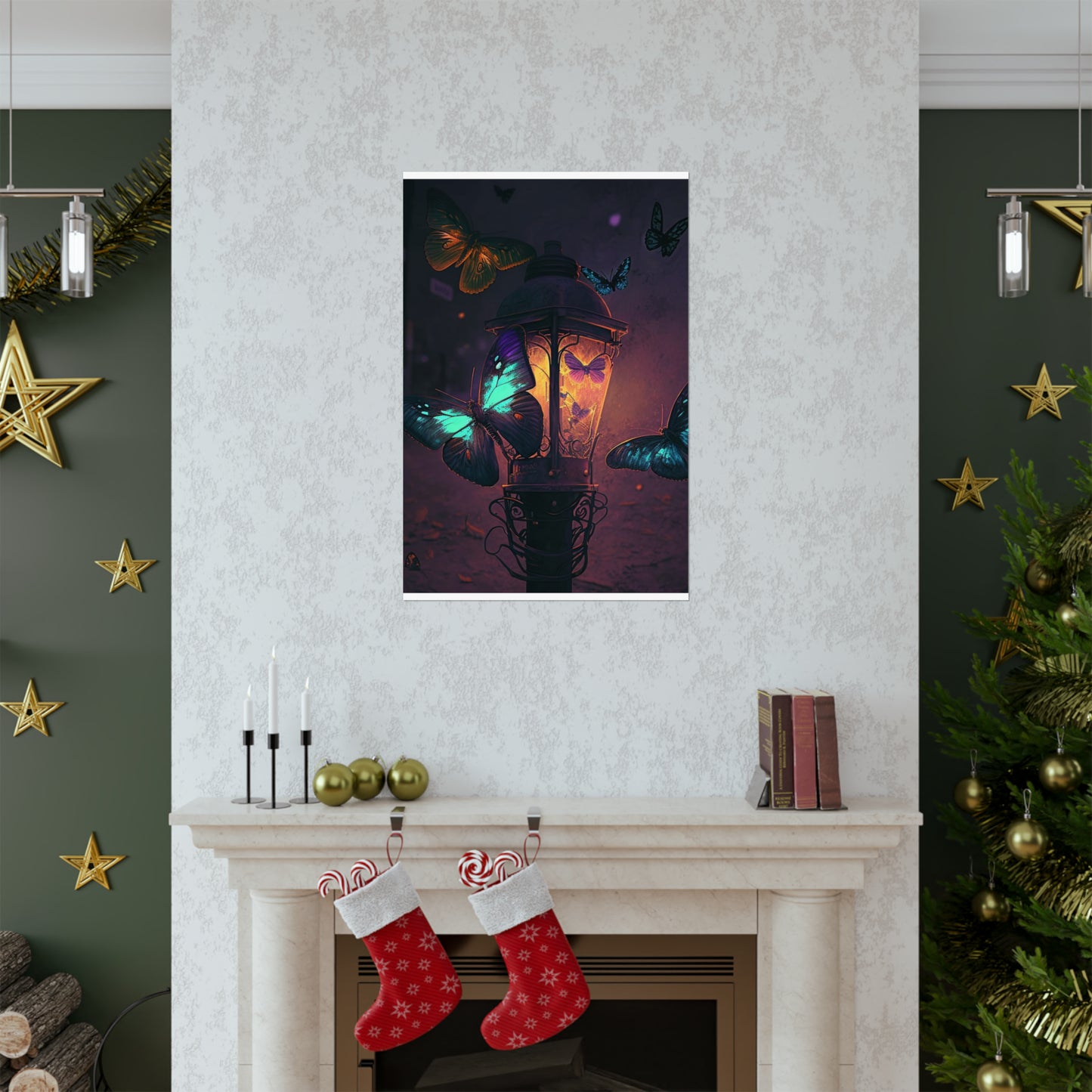 Premium Matte Vertical Posters Street Light Butterfly 4