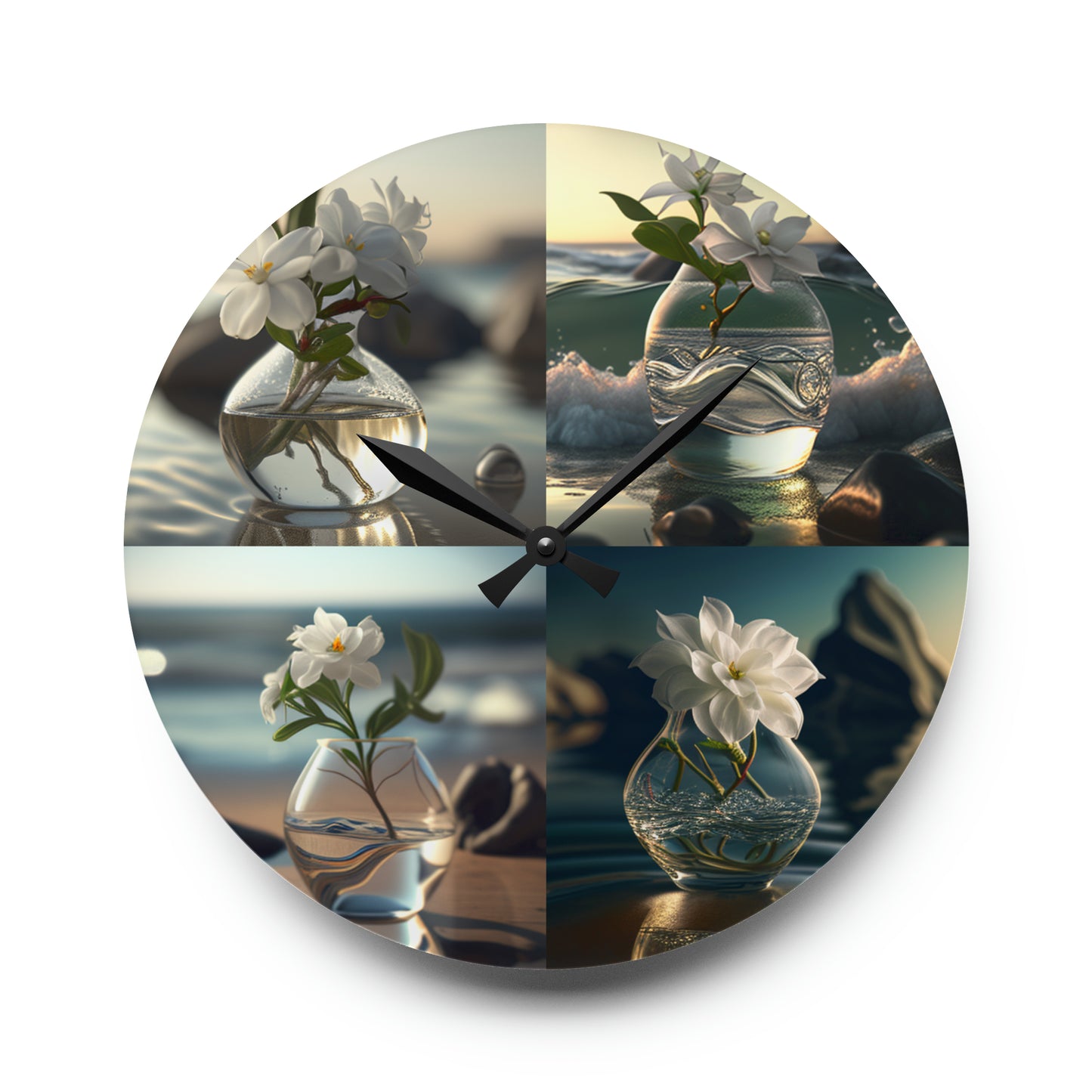 Acrylic Wall Clock Jasmine glass vase 5