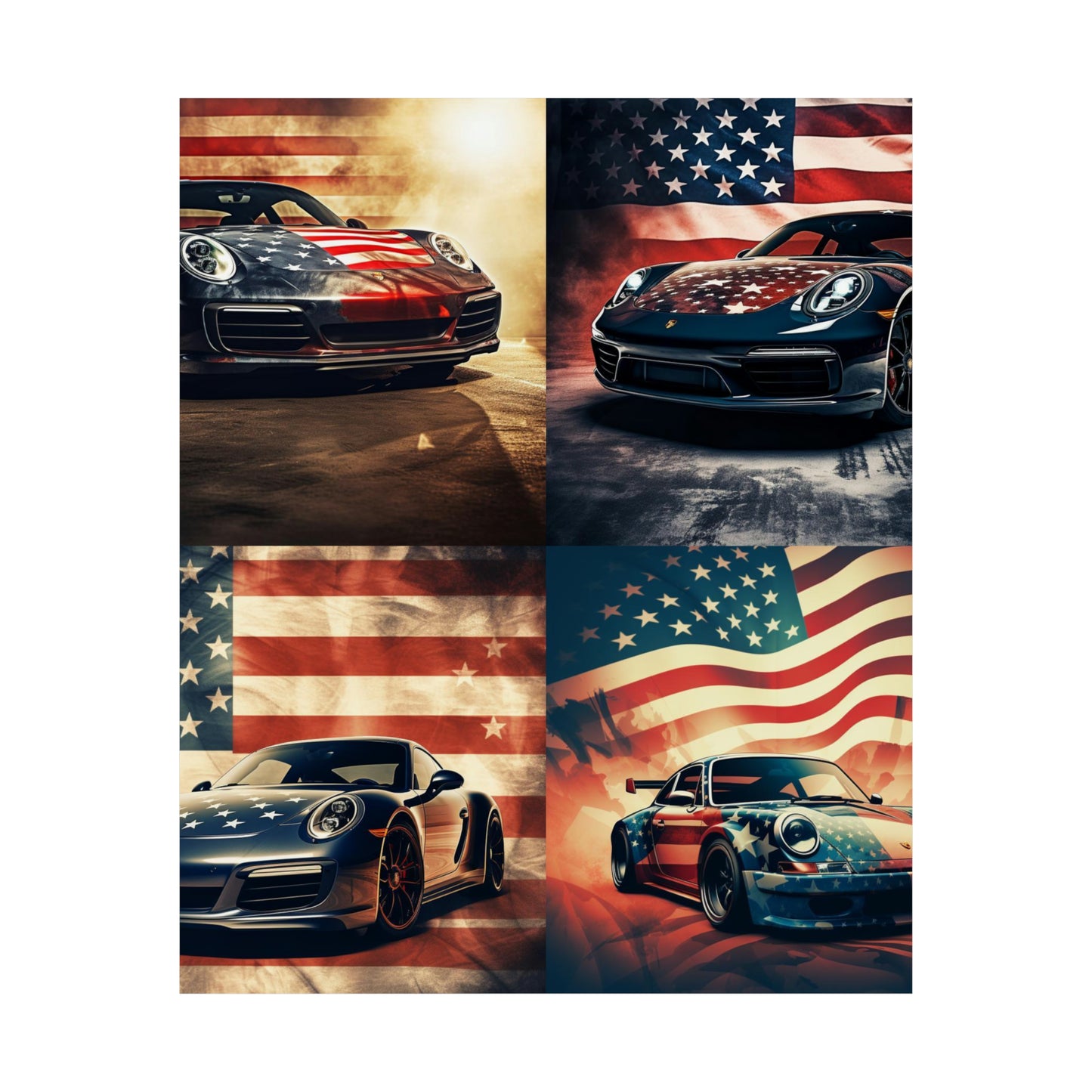 Premium Matte Vertical Posters Abstract American Flag Background Porsche 5