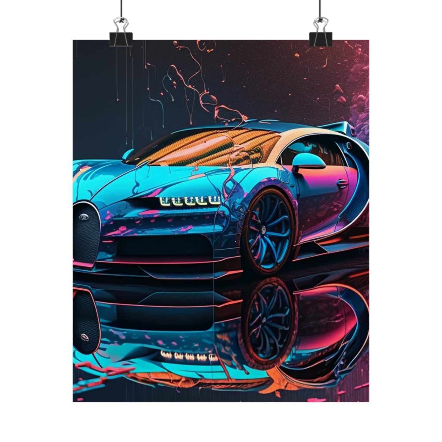 Premium Matte Vertical Posters Bugatti Neon Chiron 4