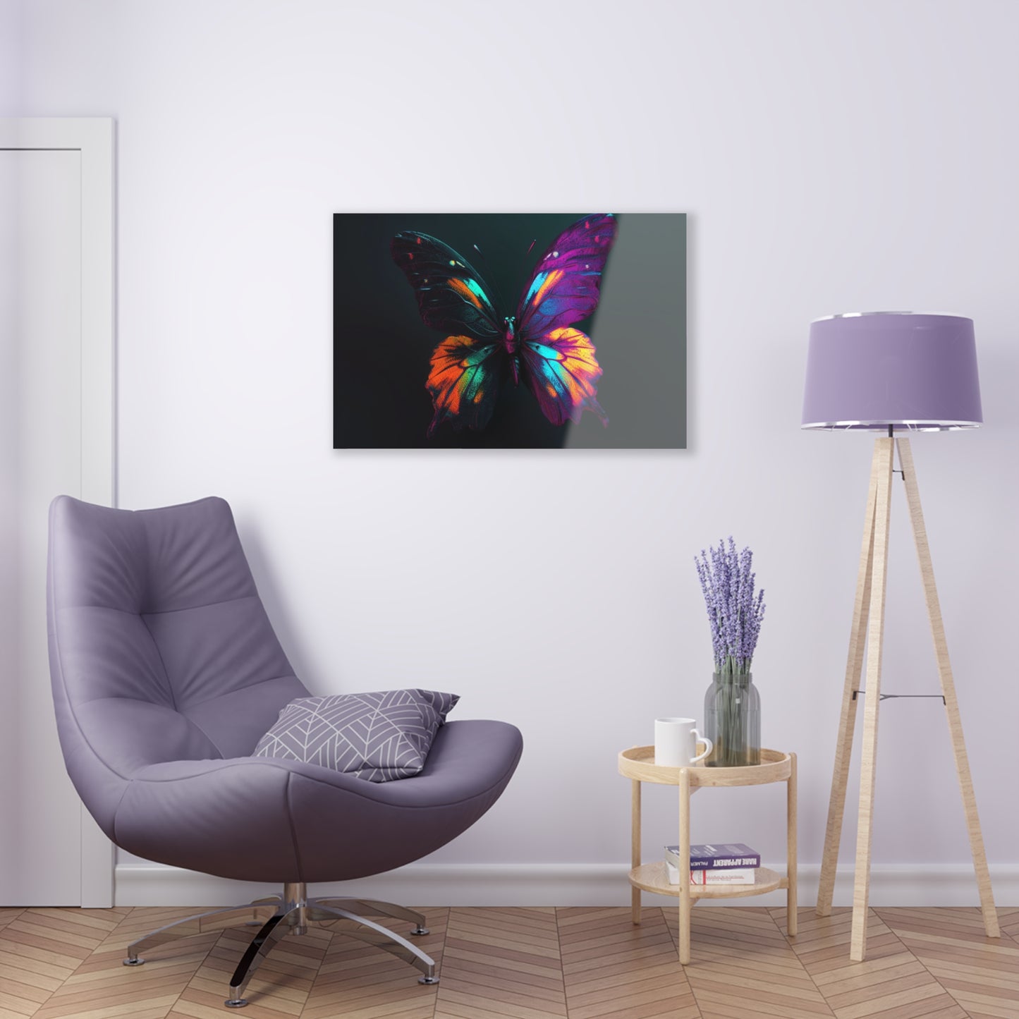 Acrylic Prints Hyper Colorful Butterfly Purple 3