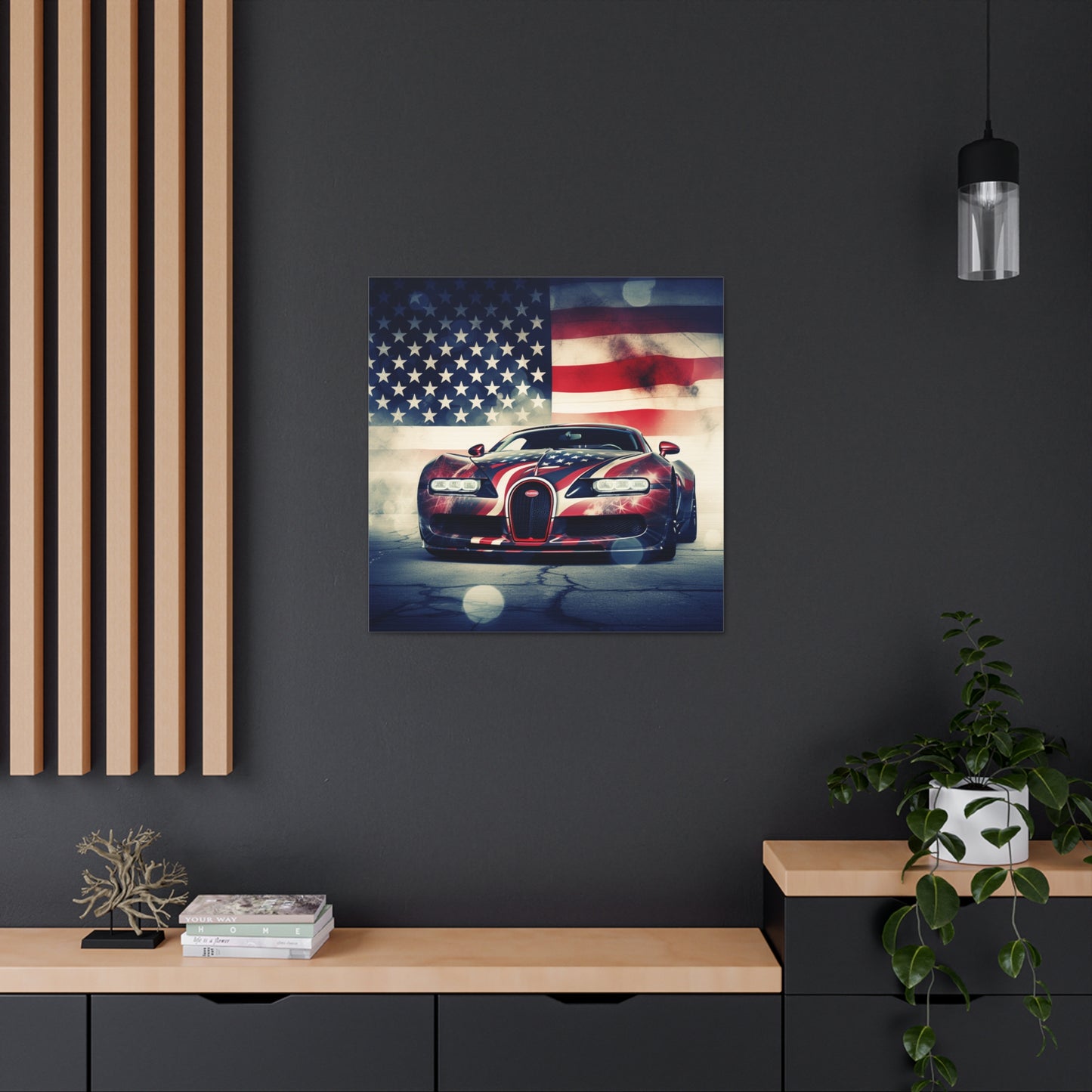 Canvas Gallery Wraps Abstract American Flag Background Bugatti 1