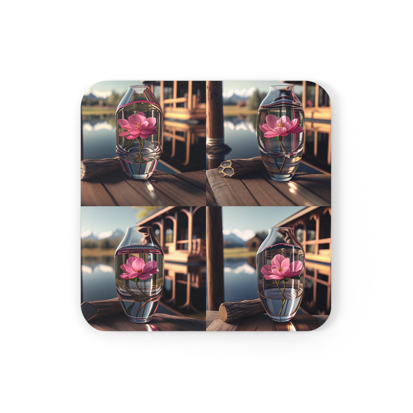 Corkwood Coaster Set Pink Magnolia 5