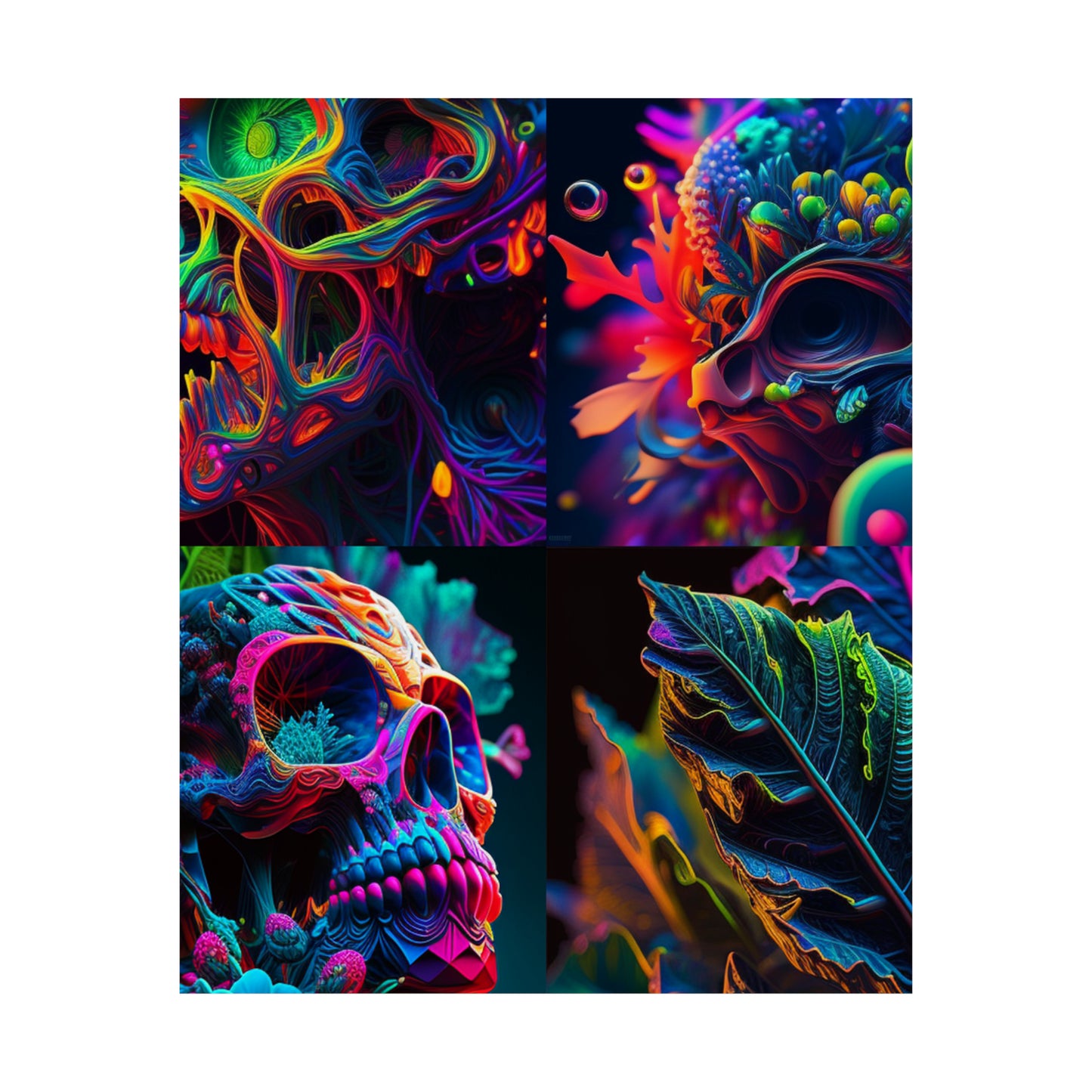 Premium Matte Vertical Posters Florescent Skull Death 5