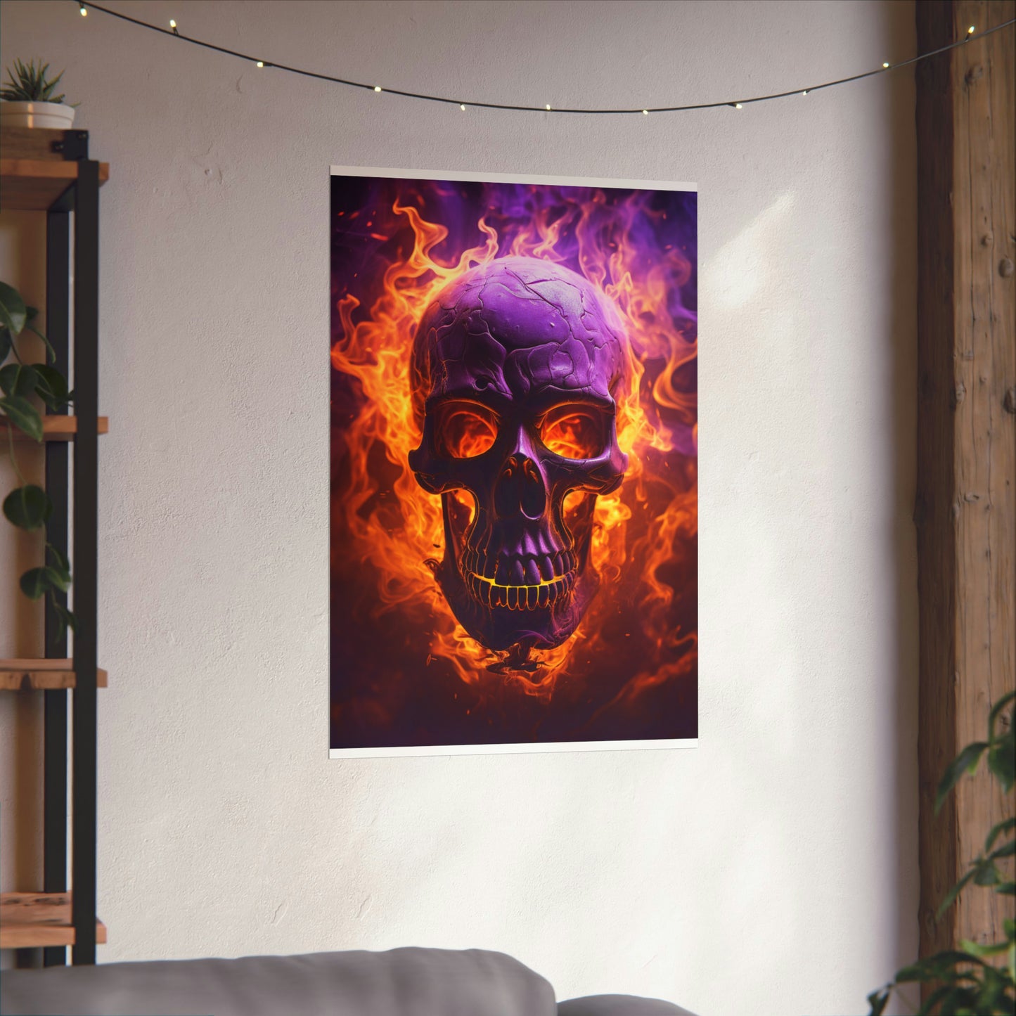 Premium Matte Vertical Posters Skull Flames 3