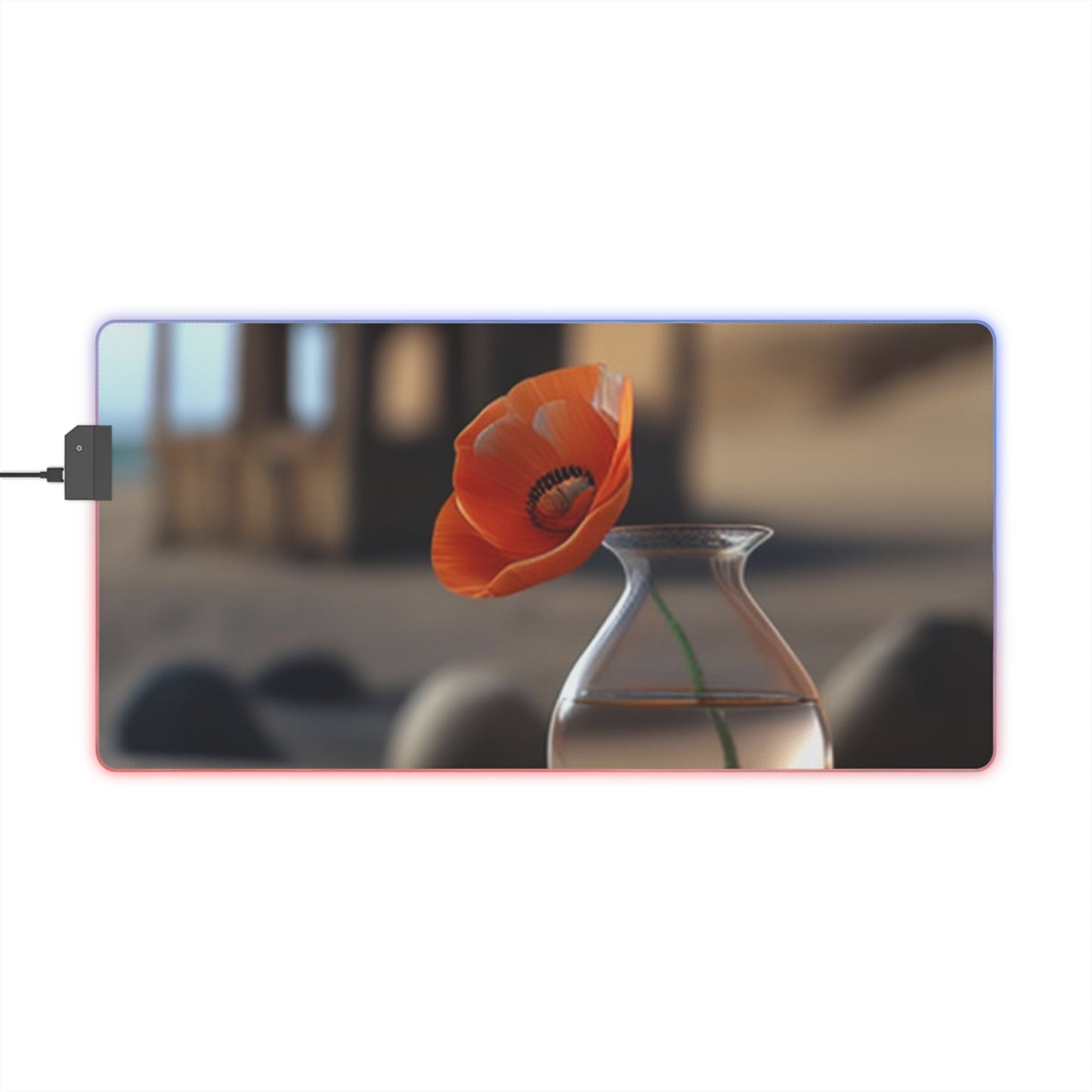 LED Gaming Mouse Pad Poppy in a Glass Vase 1