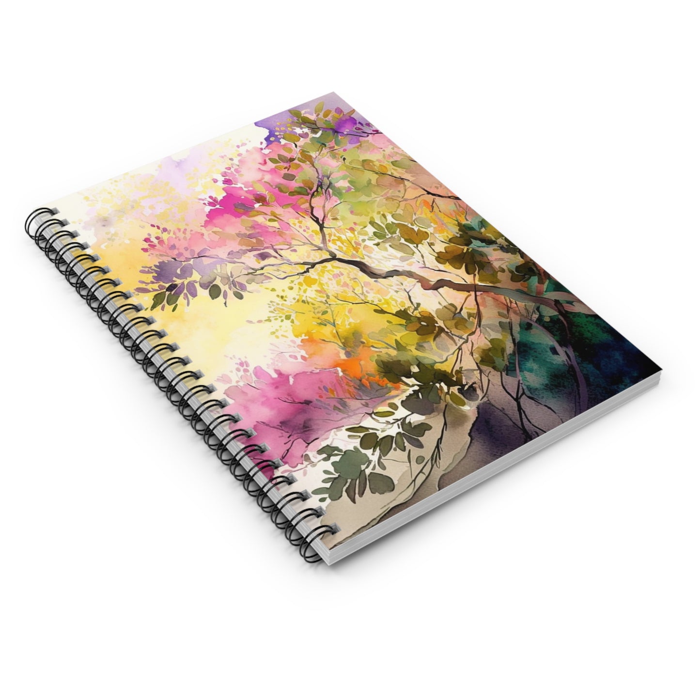 Spiral Notebook - Ruled Line Mother Nature Bright Spring Colors Realistic Watercolor 2