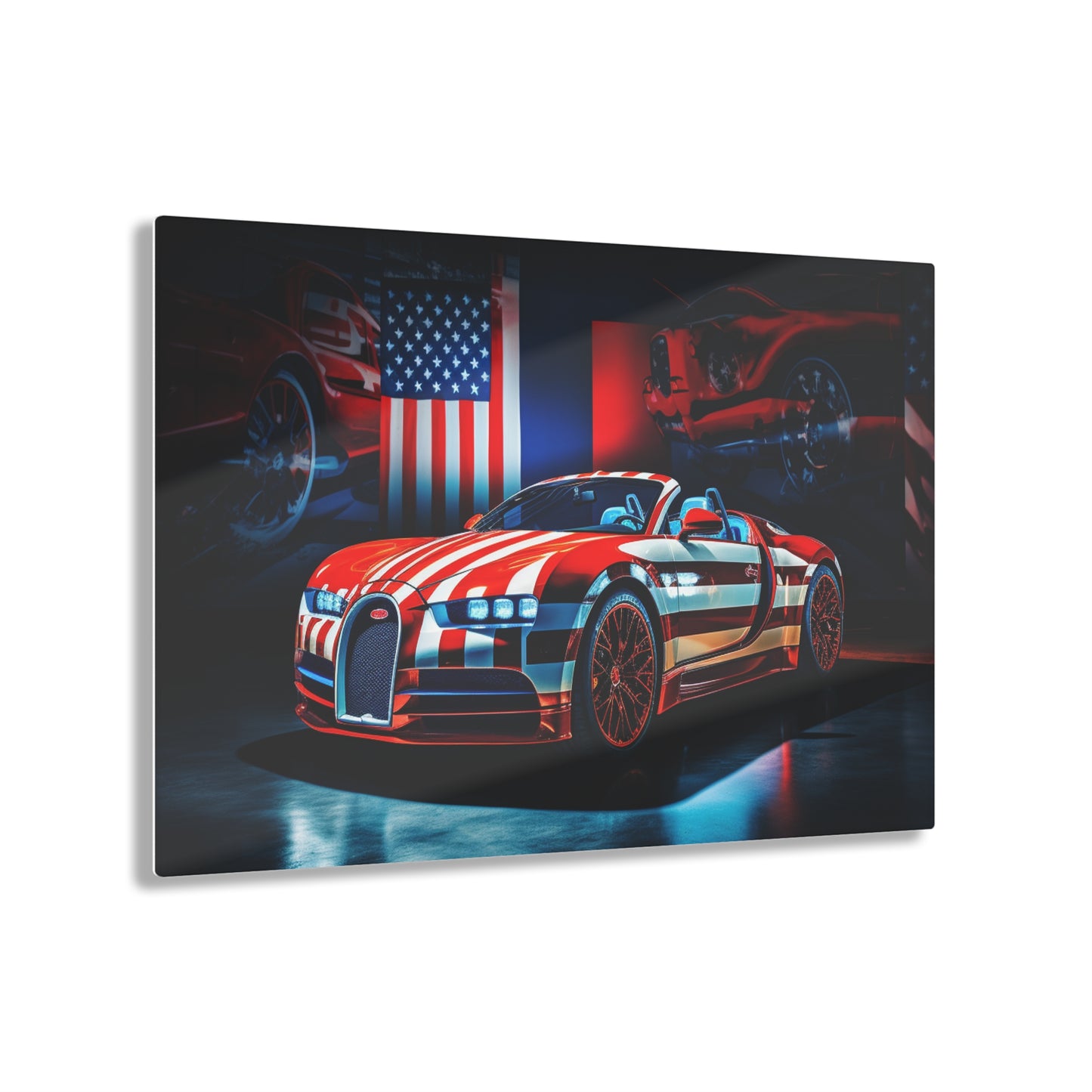 Acrylic Prints Macro Bugatti American Flag 2