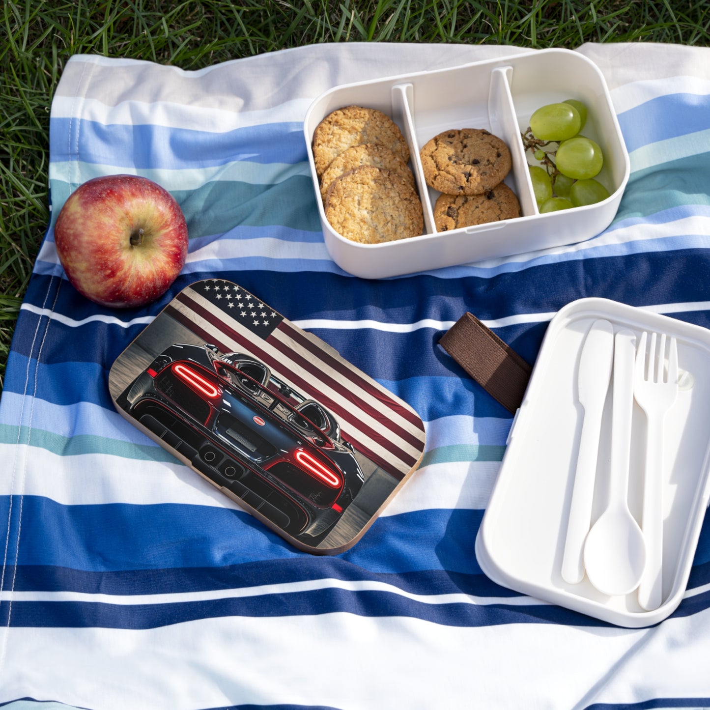 Bento Lunch Box American Flag Background Bugatti 4