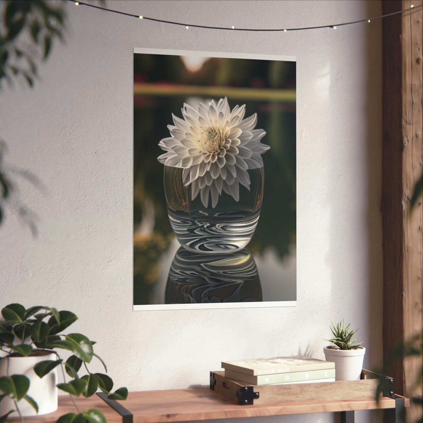 Premium Matte Vertical Posters White Dahlia 2