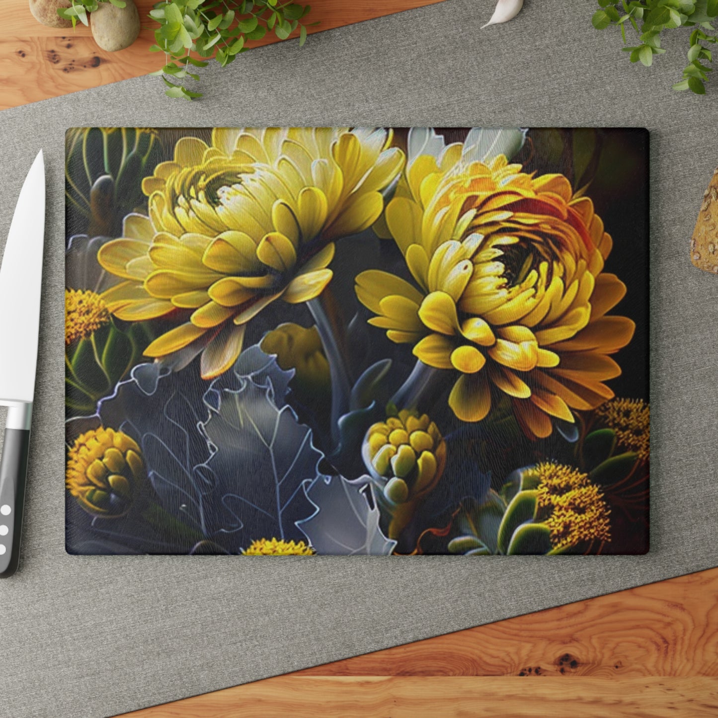 Glass Cutting Board Yellow Hermosas Flores Amarillas 1