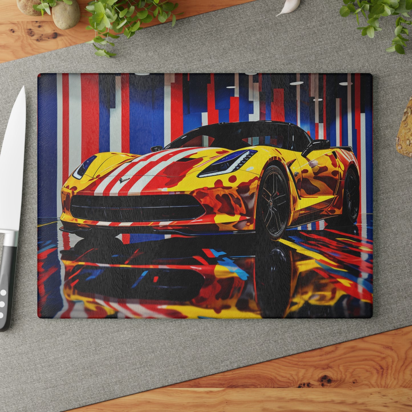 Glass Cutting Board Macro Flag Ferrari 4