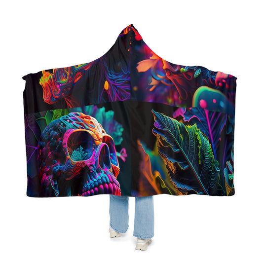 Snuggle Hooded Blanket Florescent Skull Death 5